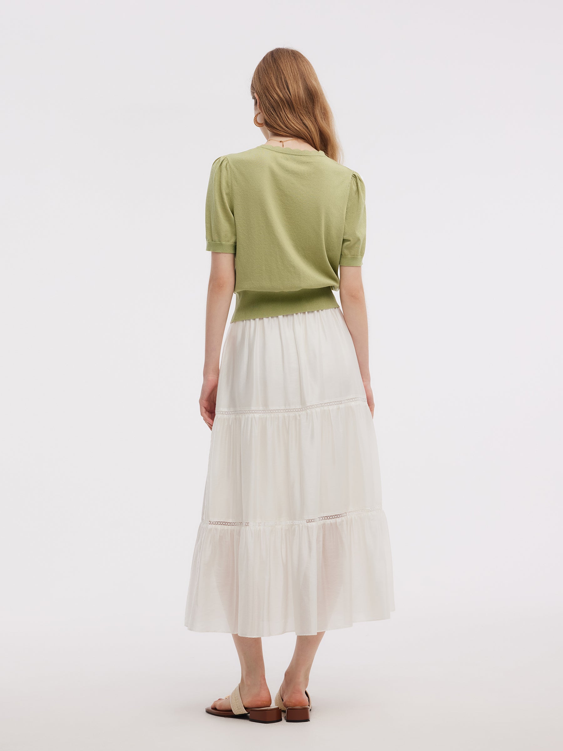 Tencel Blend Butterfly Embroidered Women Knit Top