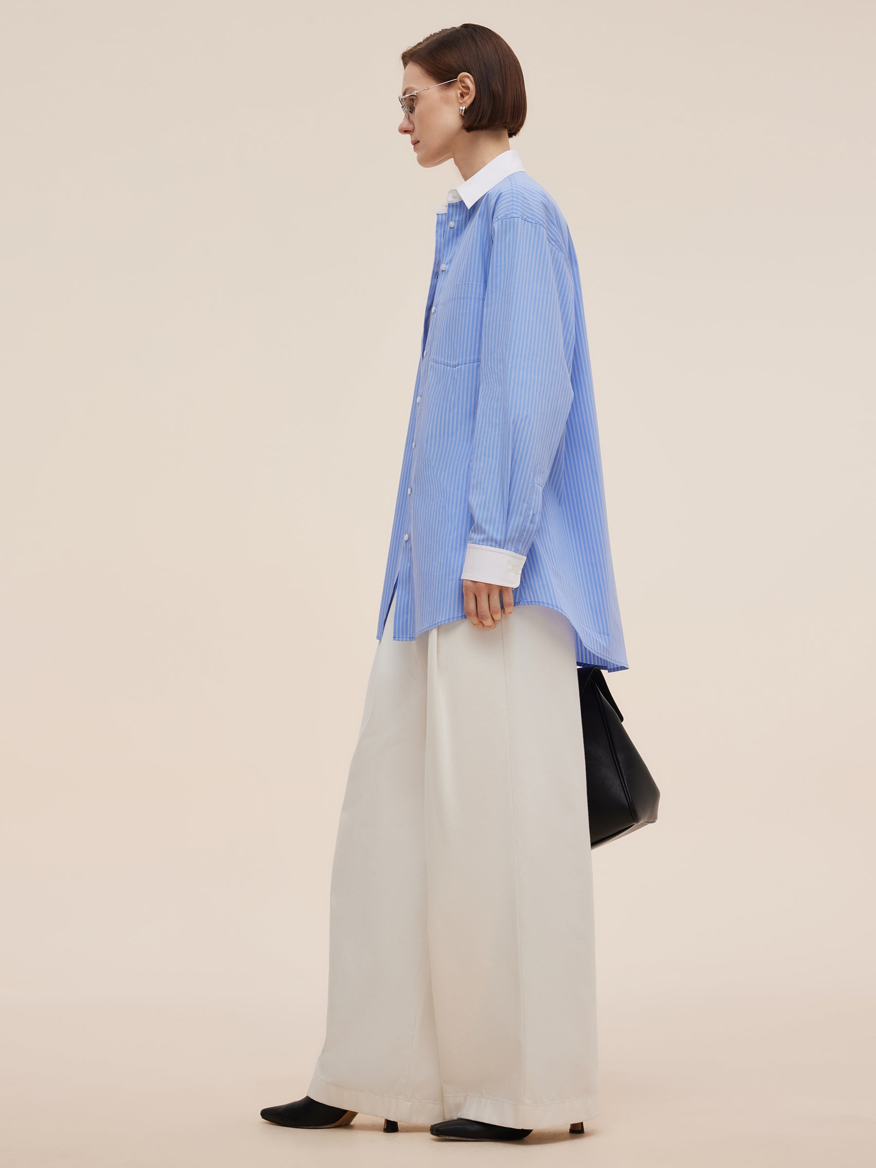 Color Block Stripe Women Oversized Shirt