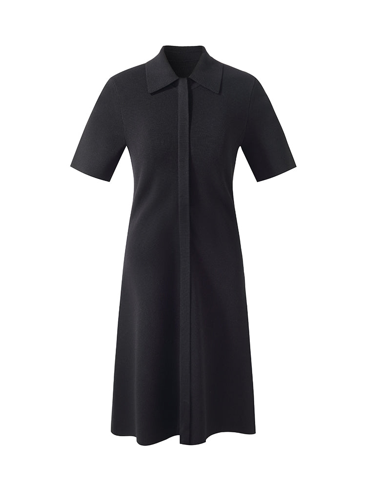 Zip-Up Gathered Waist Women Convertible Knit Mini Dress