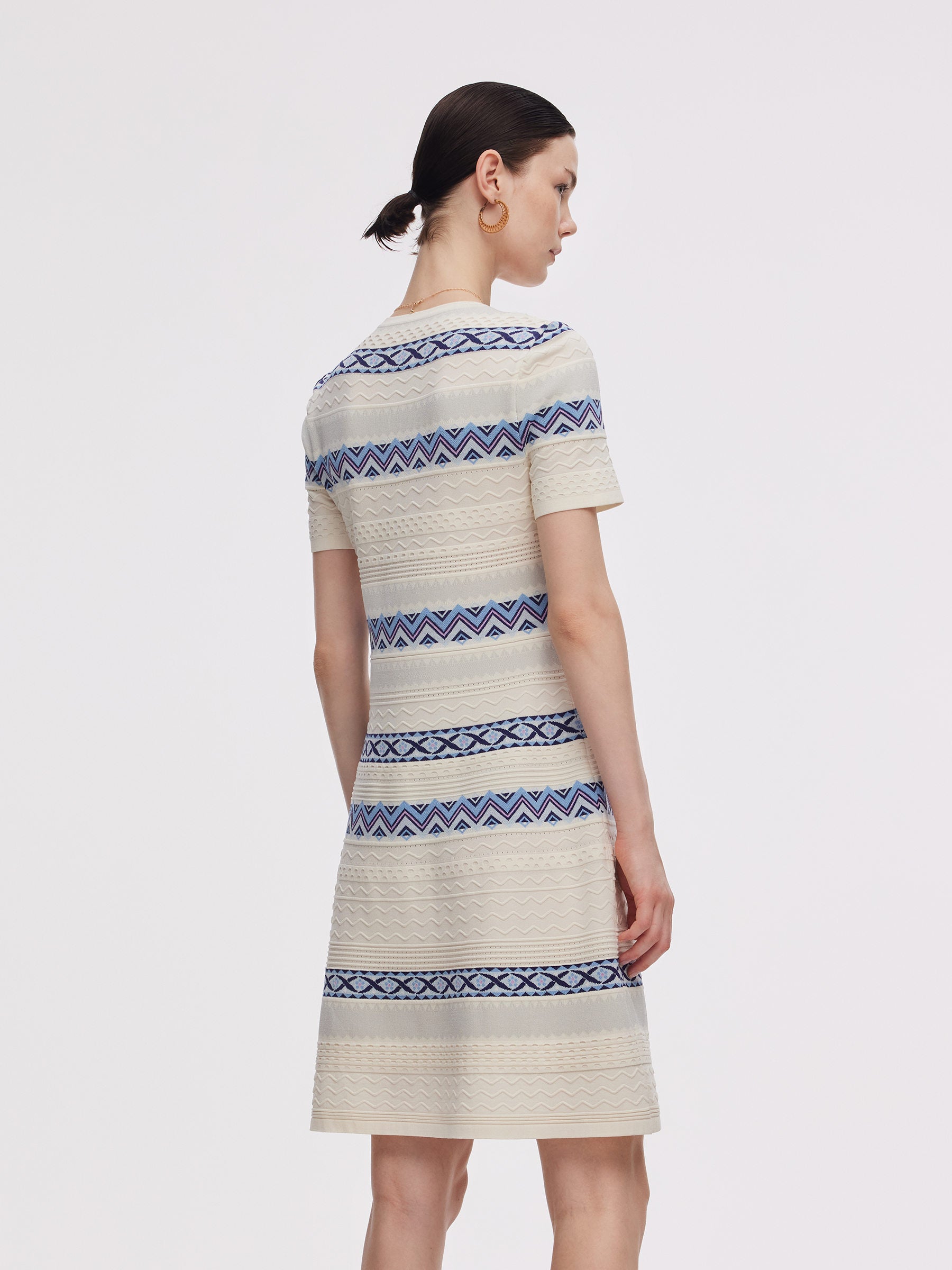 Multicolored Jacquard Women Knit Mini Dress