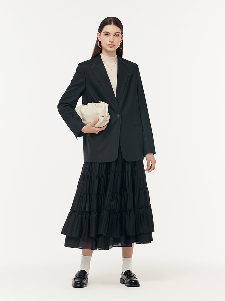 100% Wool V-Neck Women Blazer