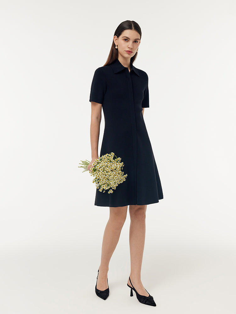 Zip-Up Gathered Waist Women Convertible Knit Mini Dress