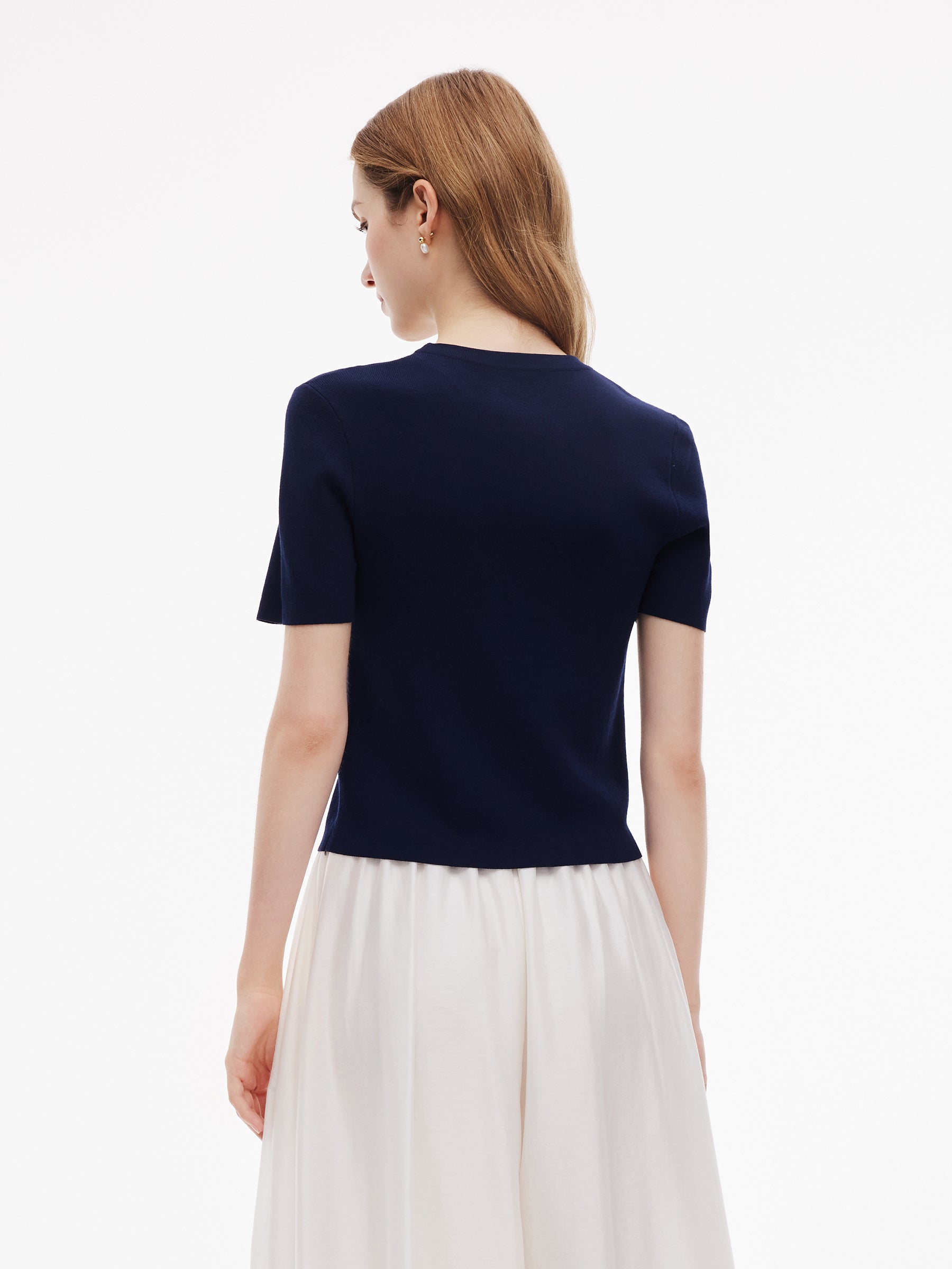 Tencel Blend Cut Out Women Knit Top