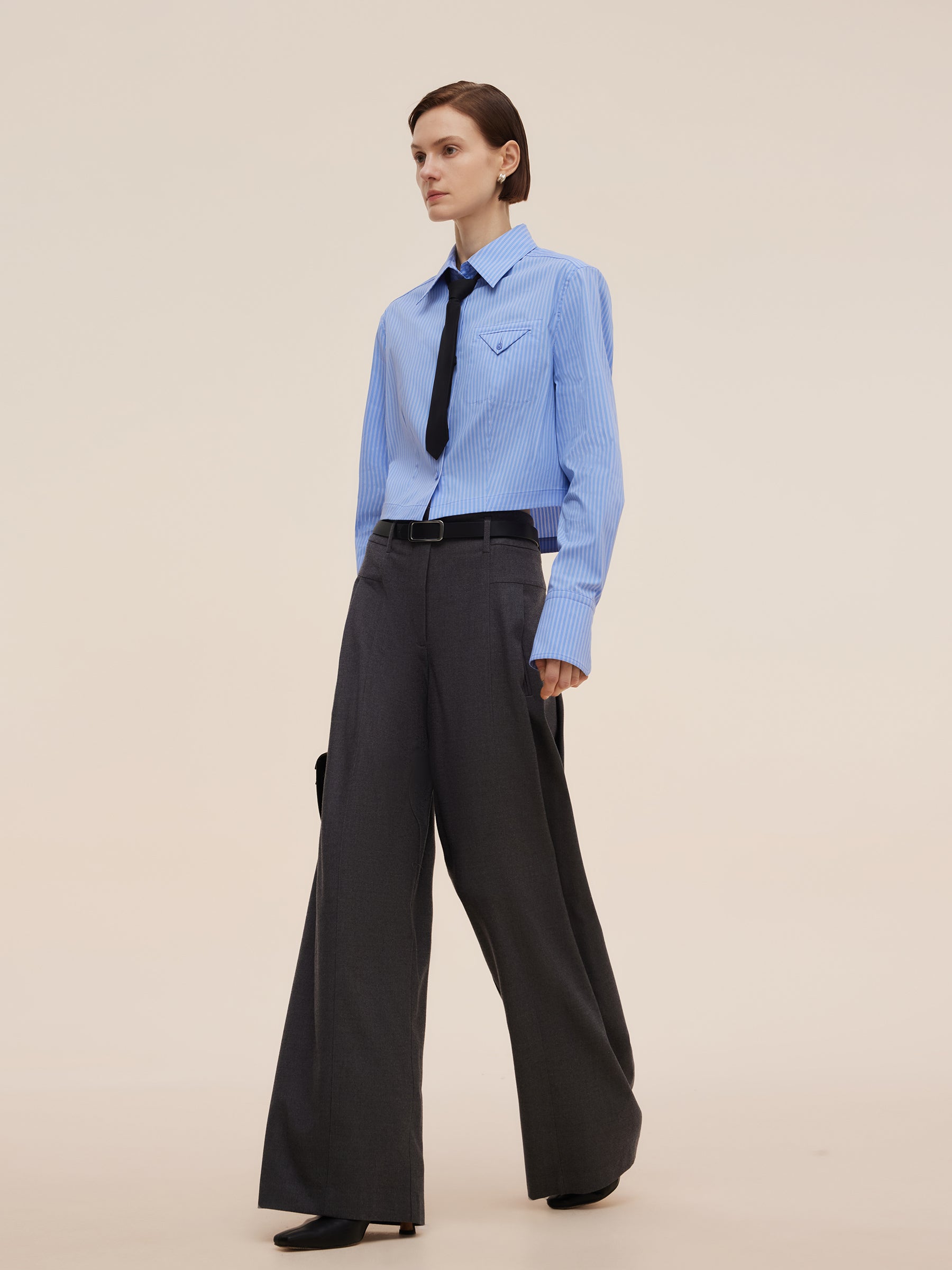 Blue And White Stripe Women Long Sleeve Shirt