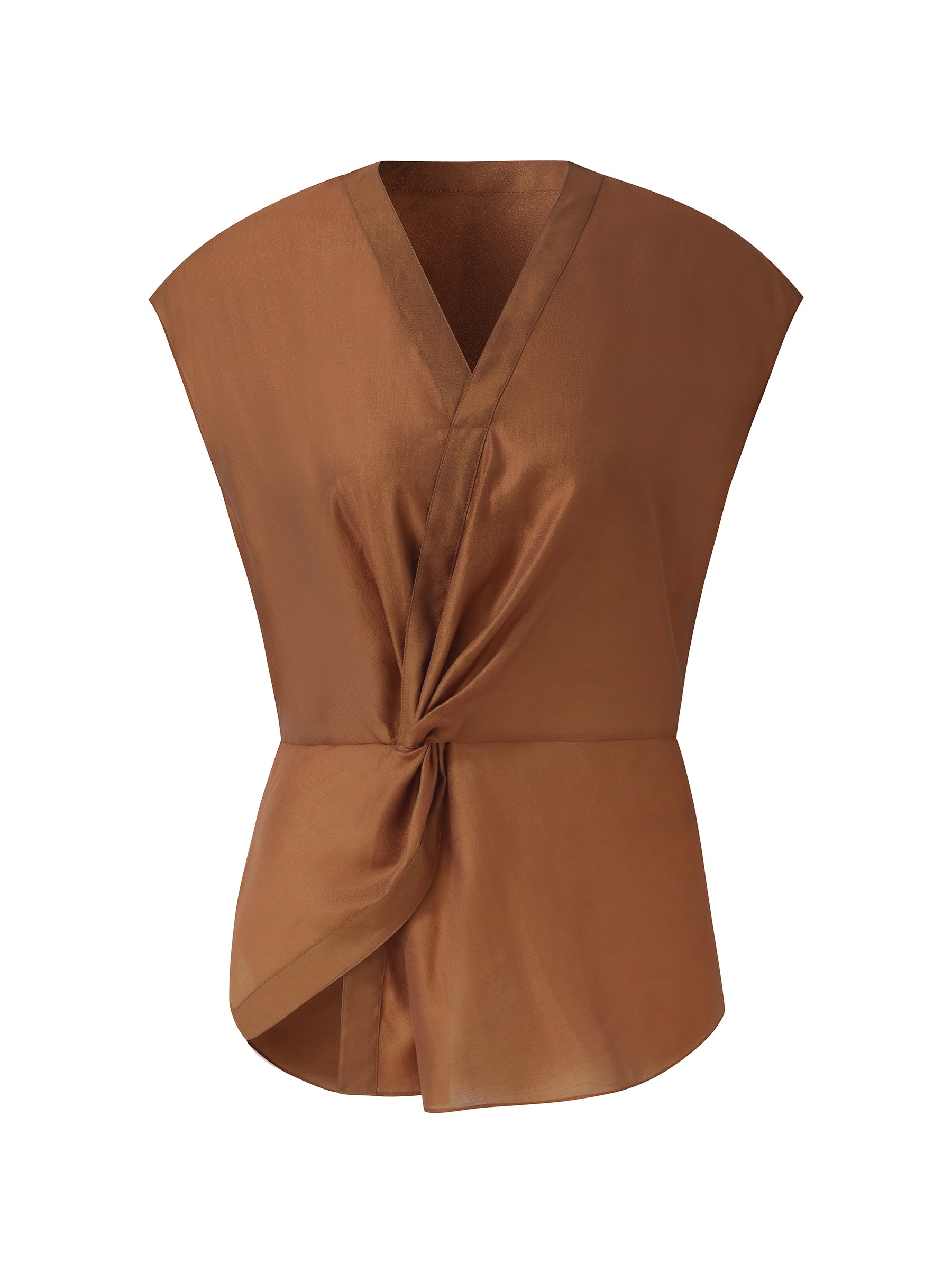 Acetate Modal Blend Twist Front Women Asymmetrical Top