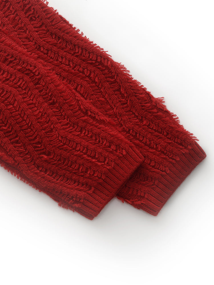 100% Wool Chili Red Women Sweater