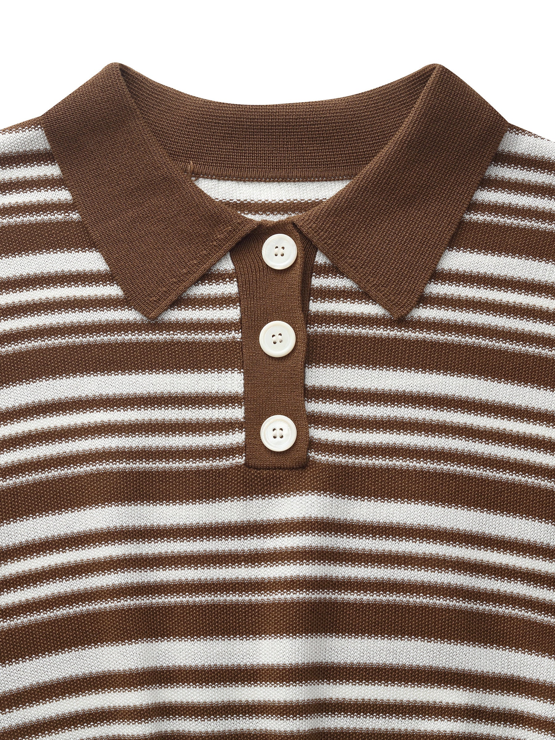 Tencel Blend Polo Collar Stripe Women Cap Sleeve Knit Tank Top