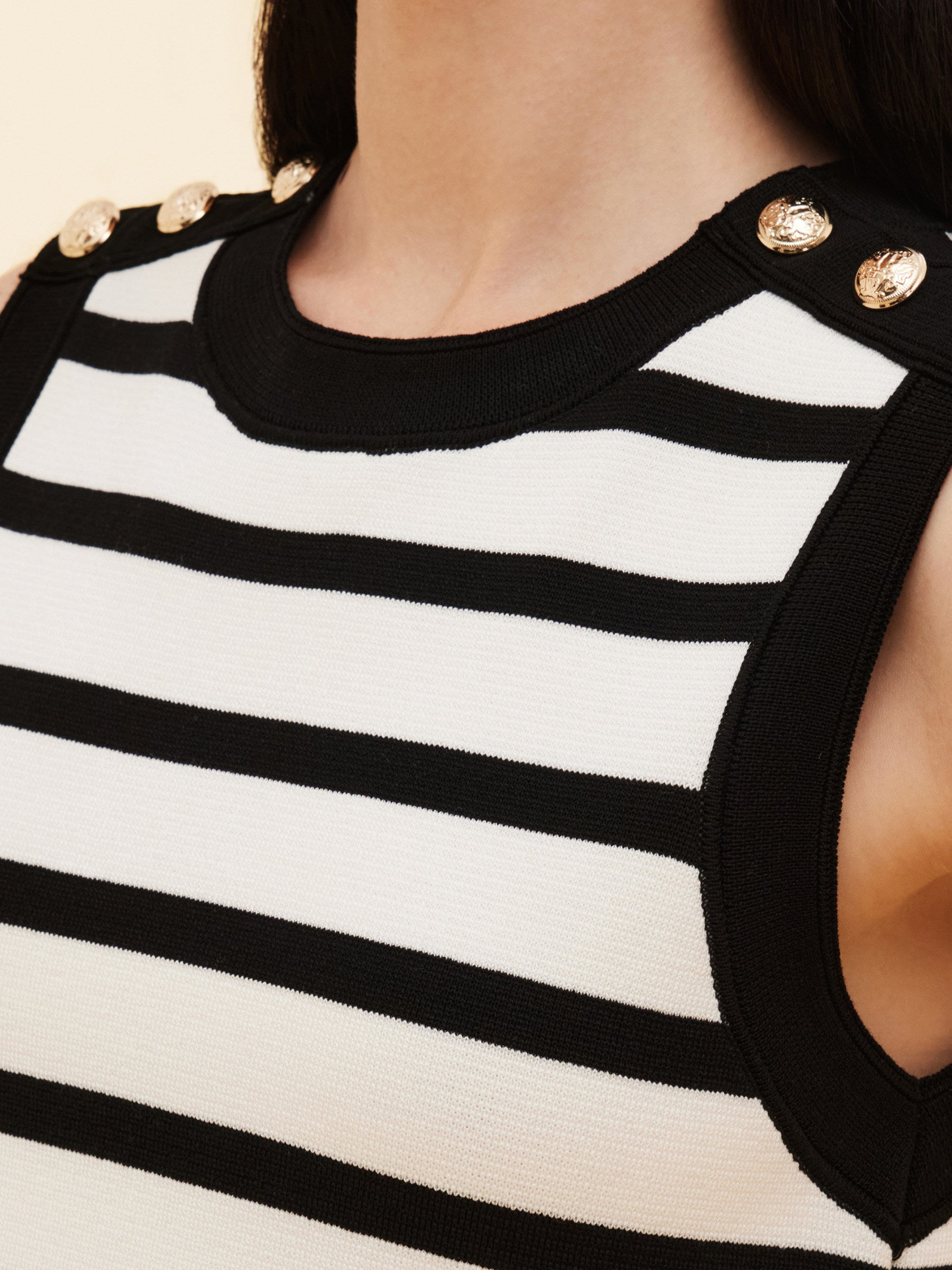 Tencel Blend Stripe Contrast Trim Women Knit Mini Tank Dress