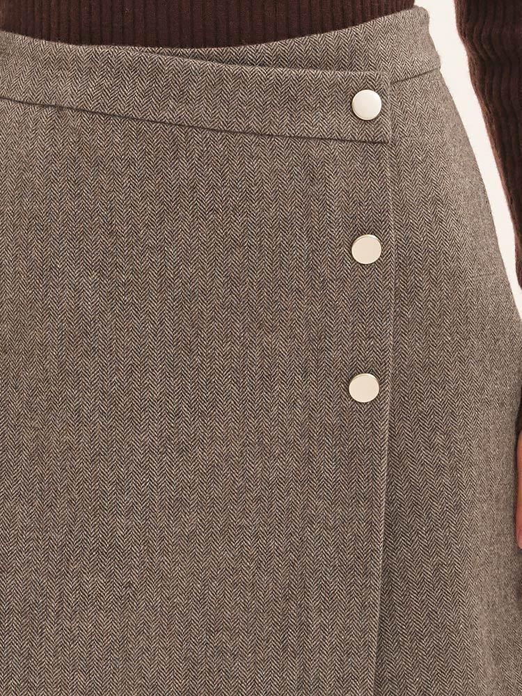 Asymmetric Washable Wool Wrap Skort