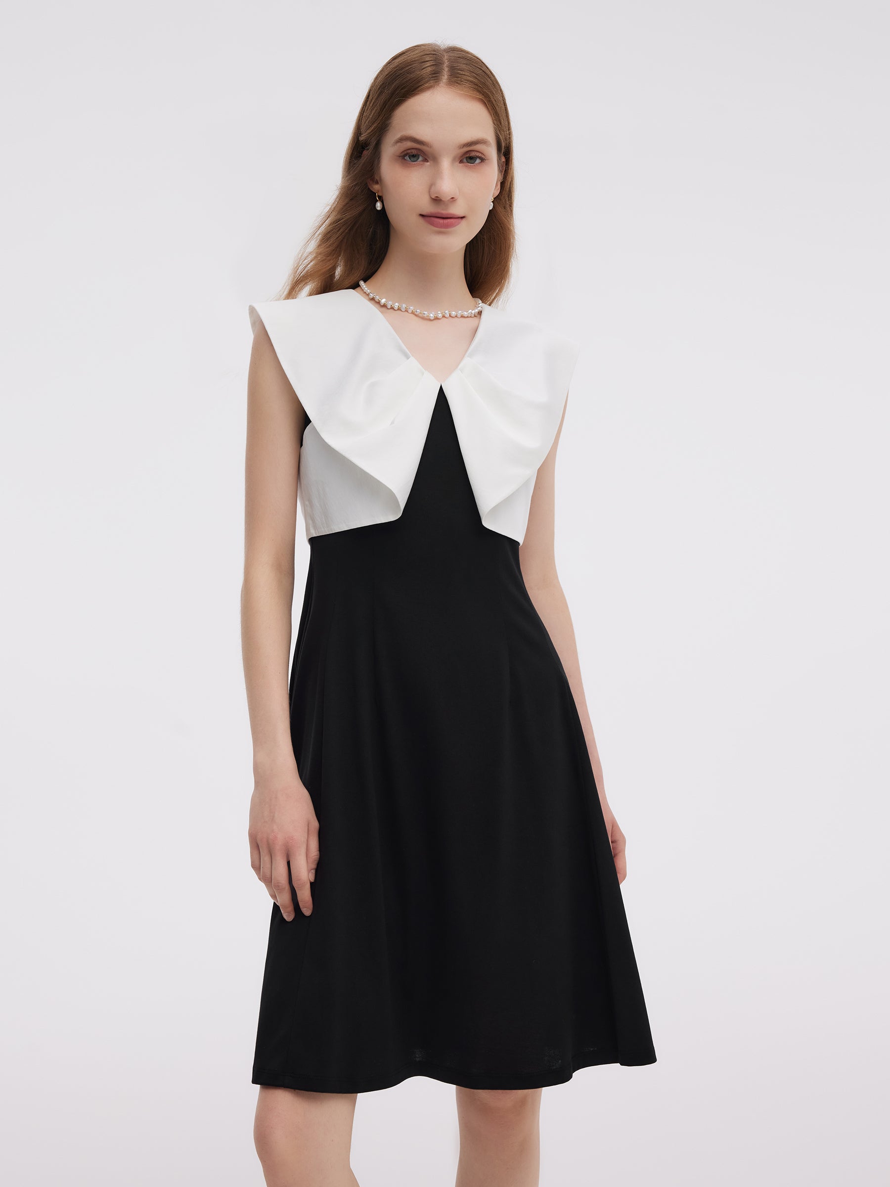 Color Block V-Neck Women Knit Mini Dress