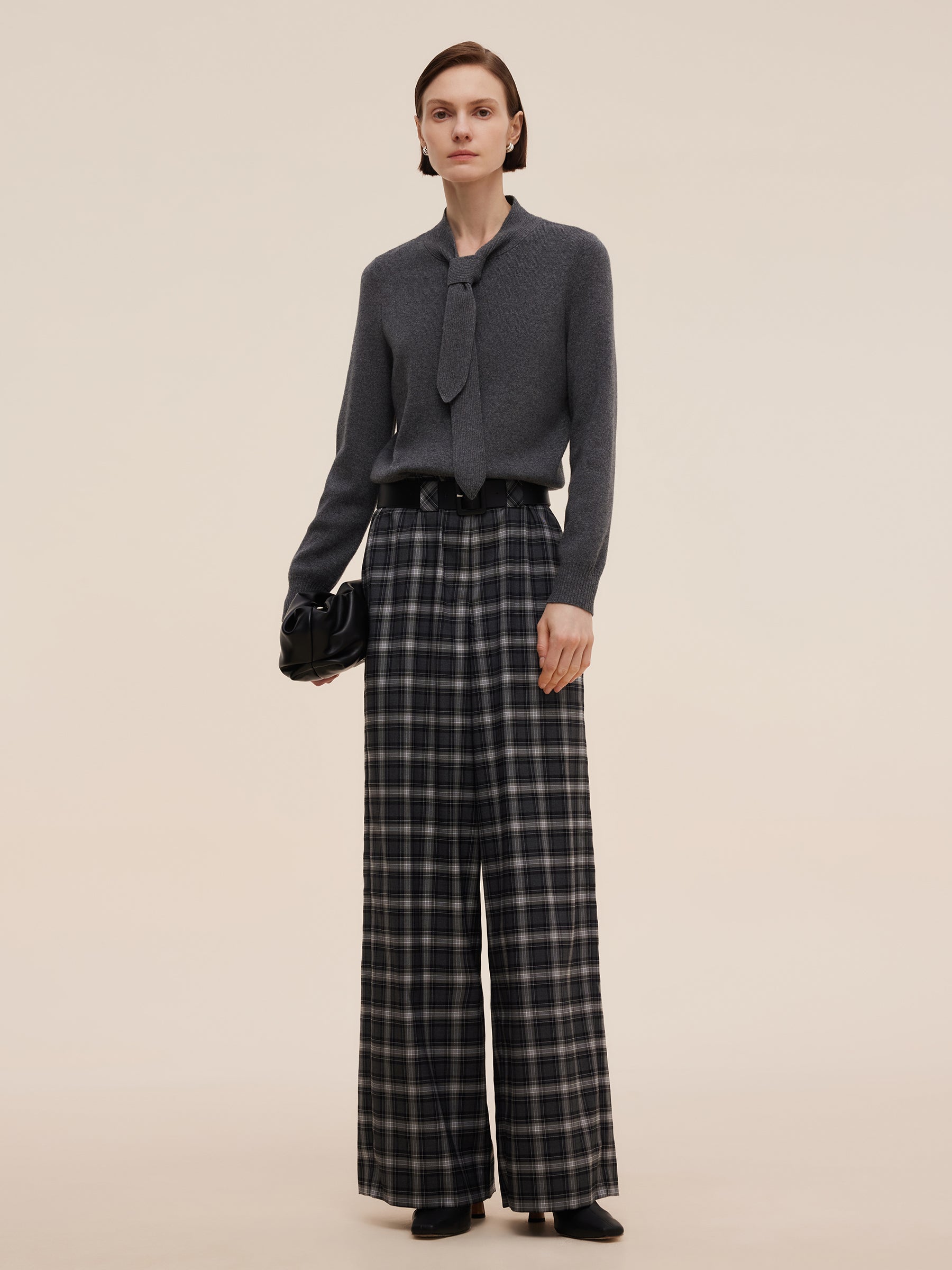 Wool Blend Tie Front Women Knit Top