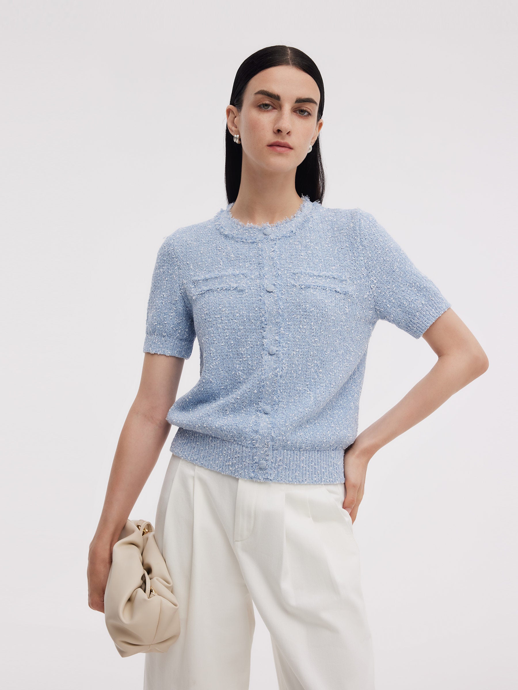 Frayed Edge Women Knit Top