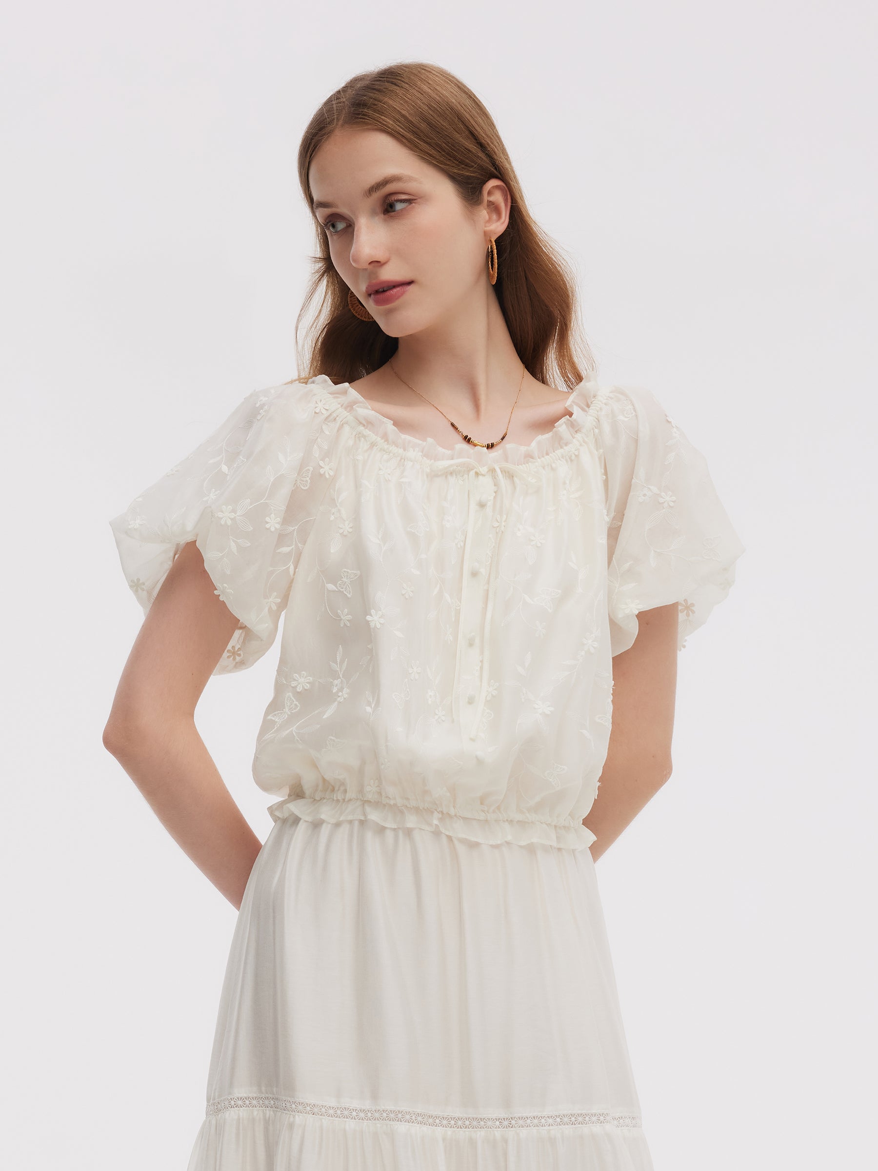 Tencel Blend Embroidered Women Top