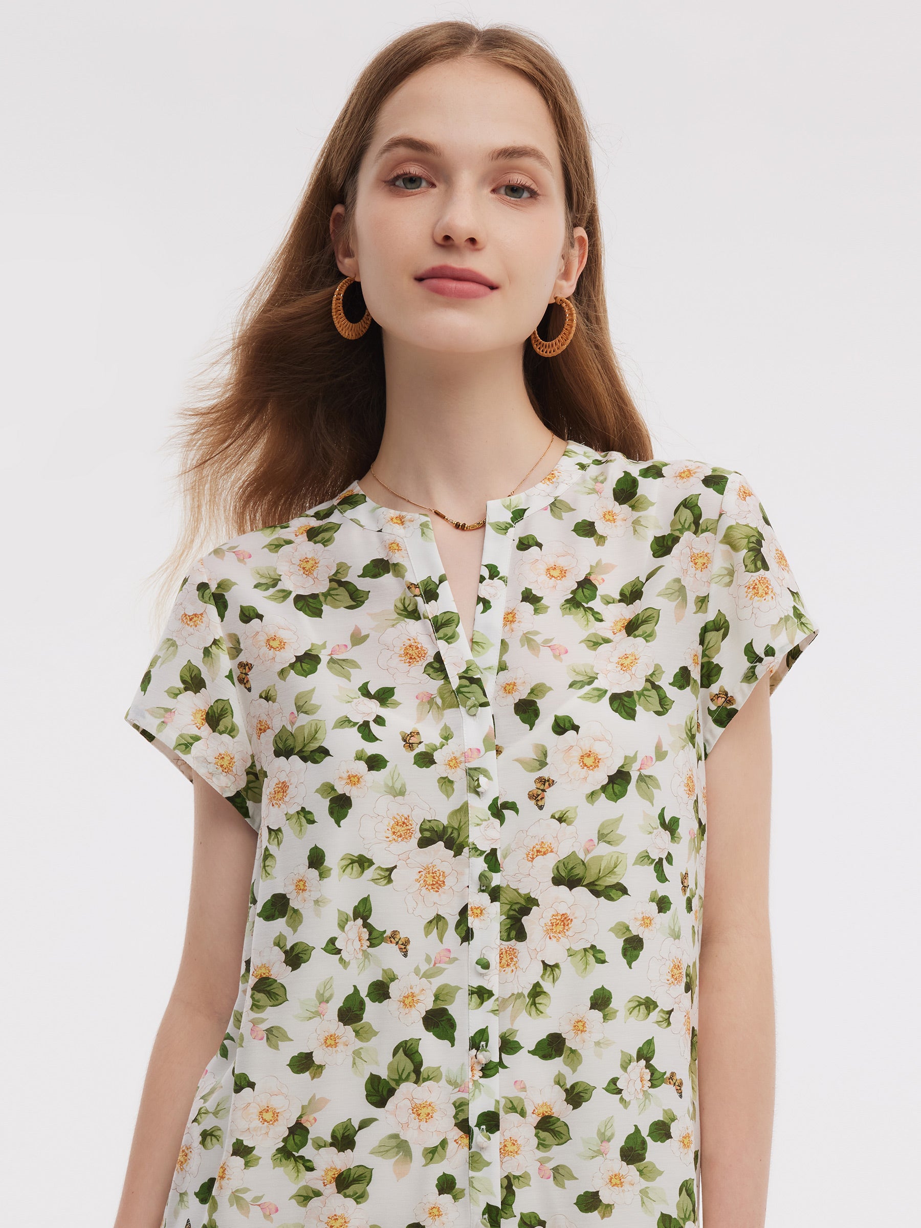 Acetate Blend Floral Print Ruffle Hem Women Mini Dress With Slip Dress