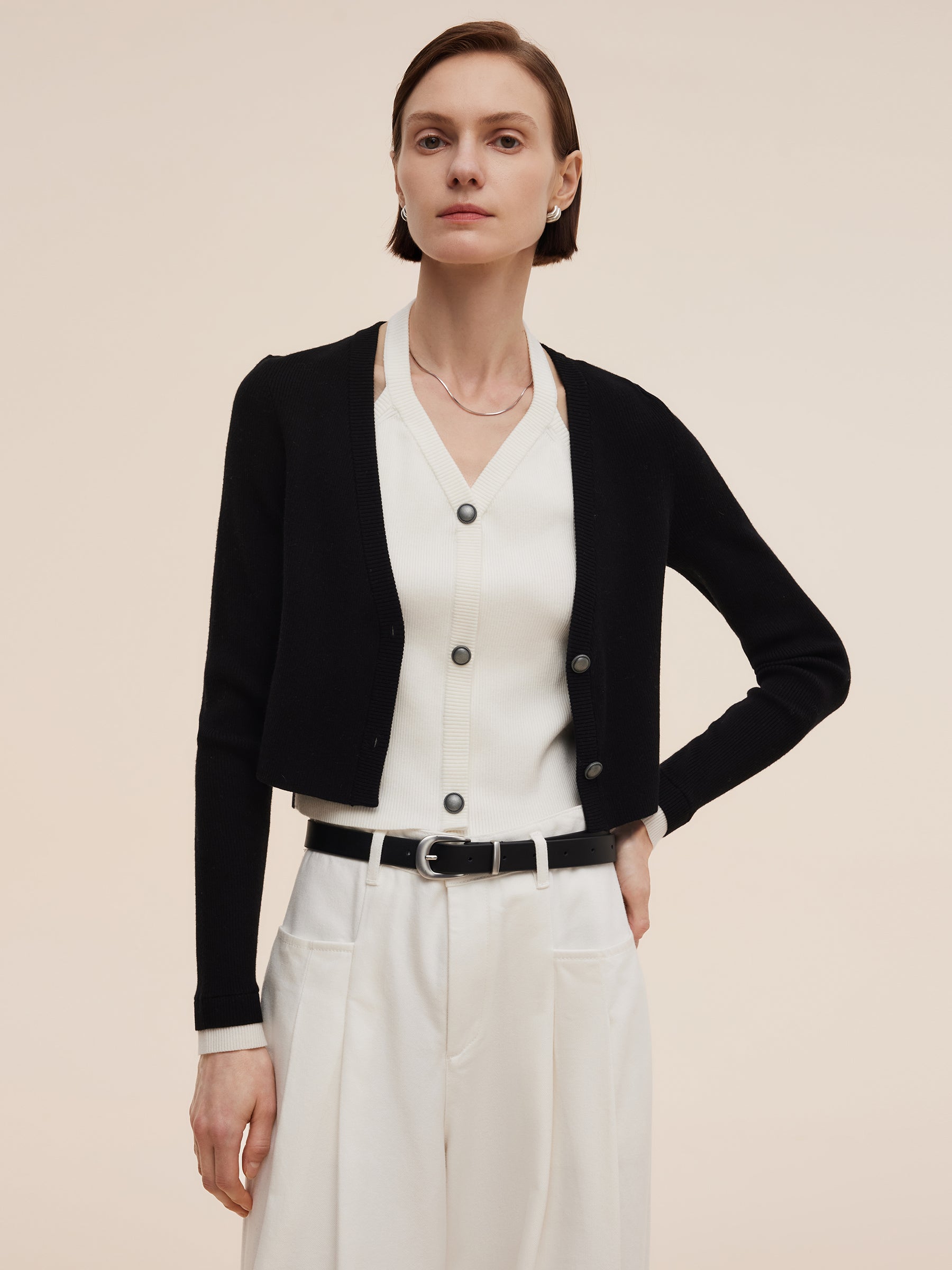 Lyocell Blend Faux Two-Piece Women Knit Top