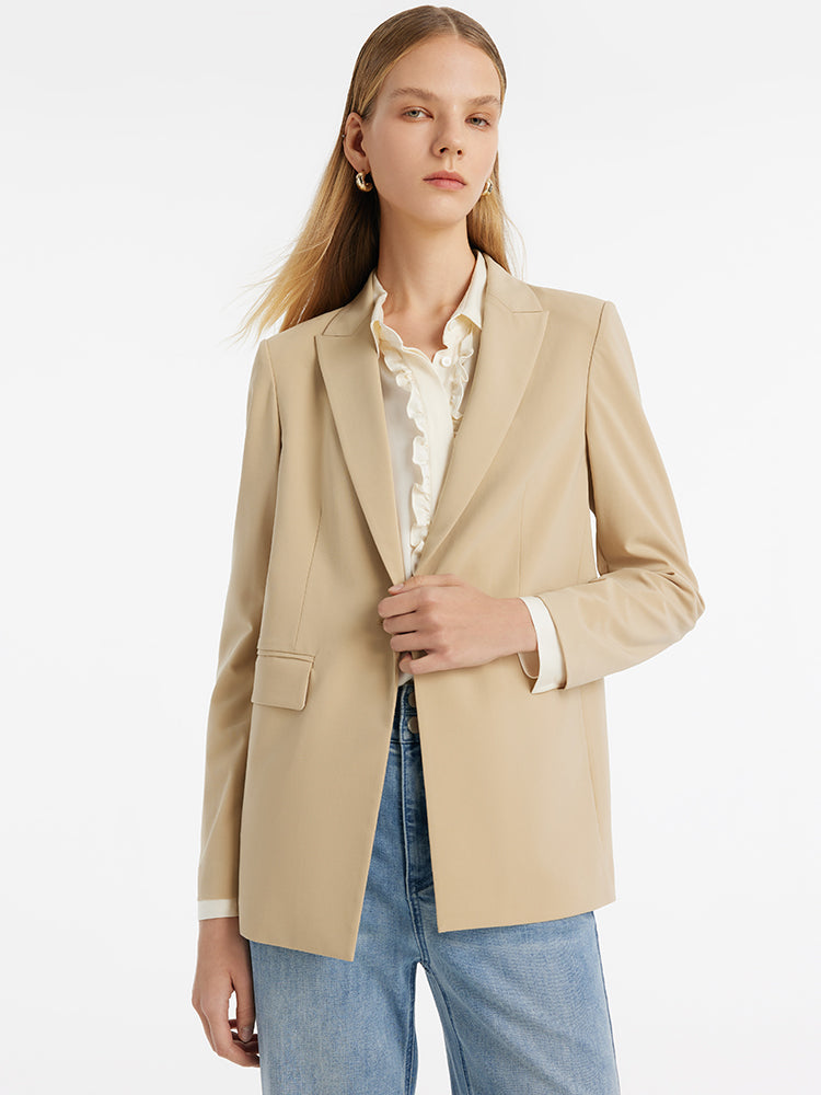 Notched Lapel One Button Women Blazer