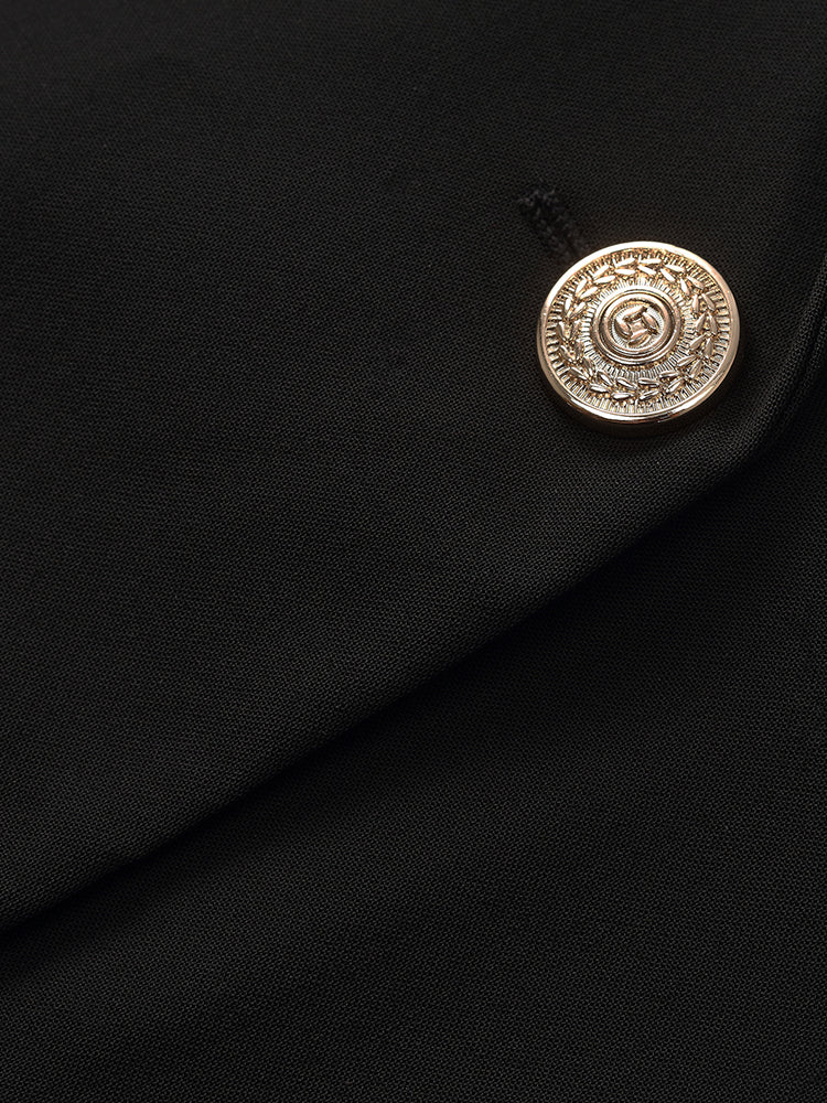 Worsted Woolen Crop Blazer With Detachable Sleeve