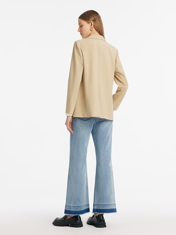 Notched Lapel One Button Women Blazer