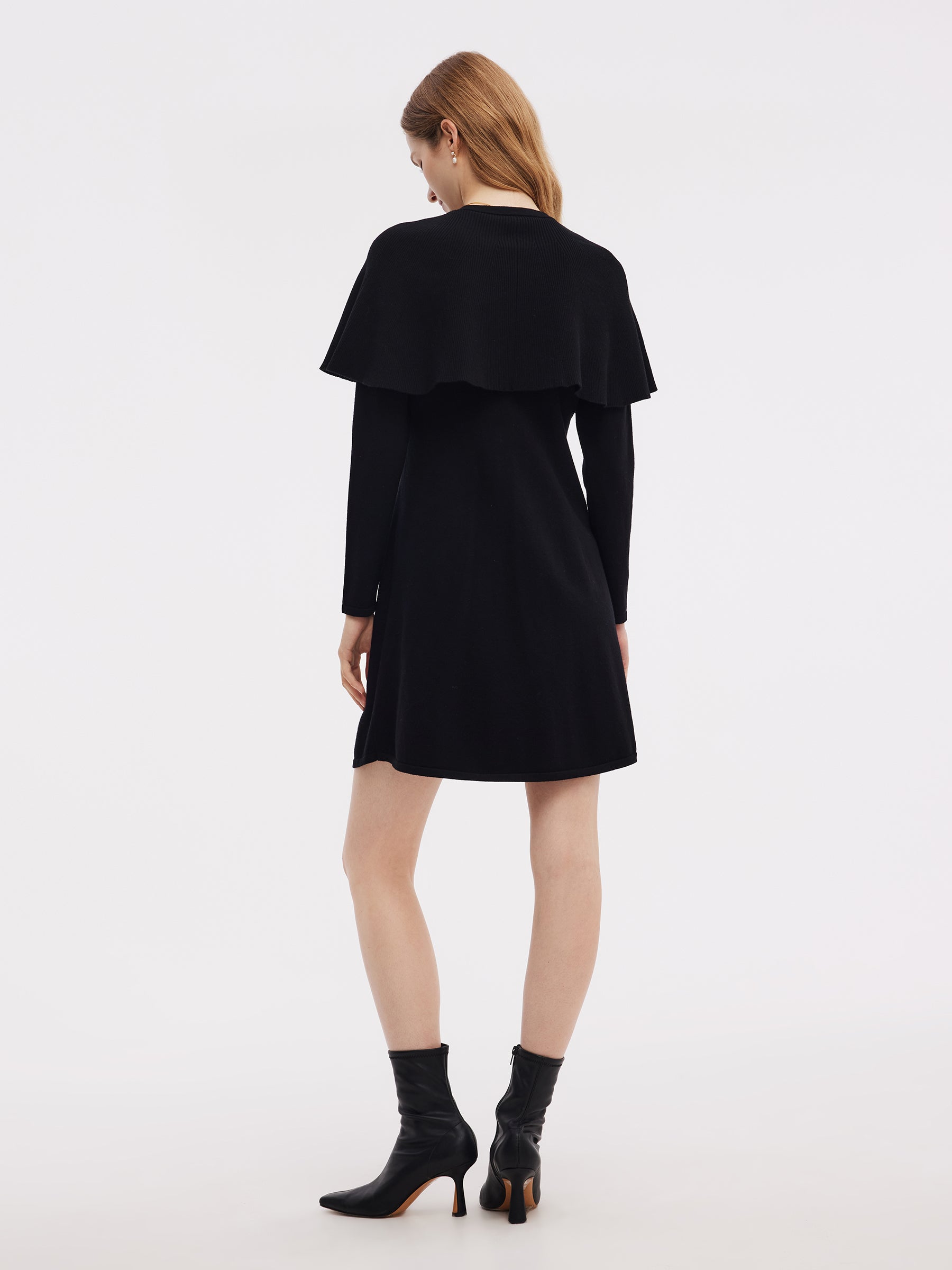 Tencel Blend Capelet Women Knit Mini Dress