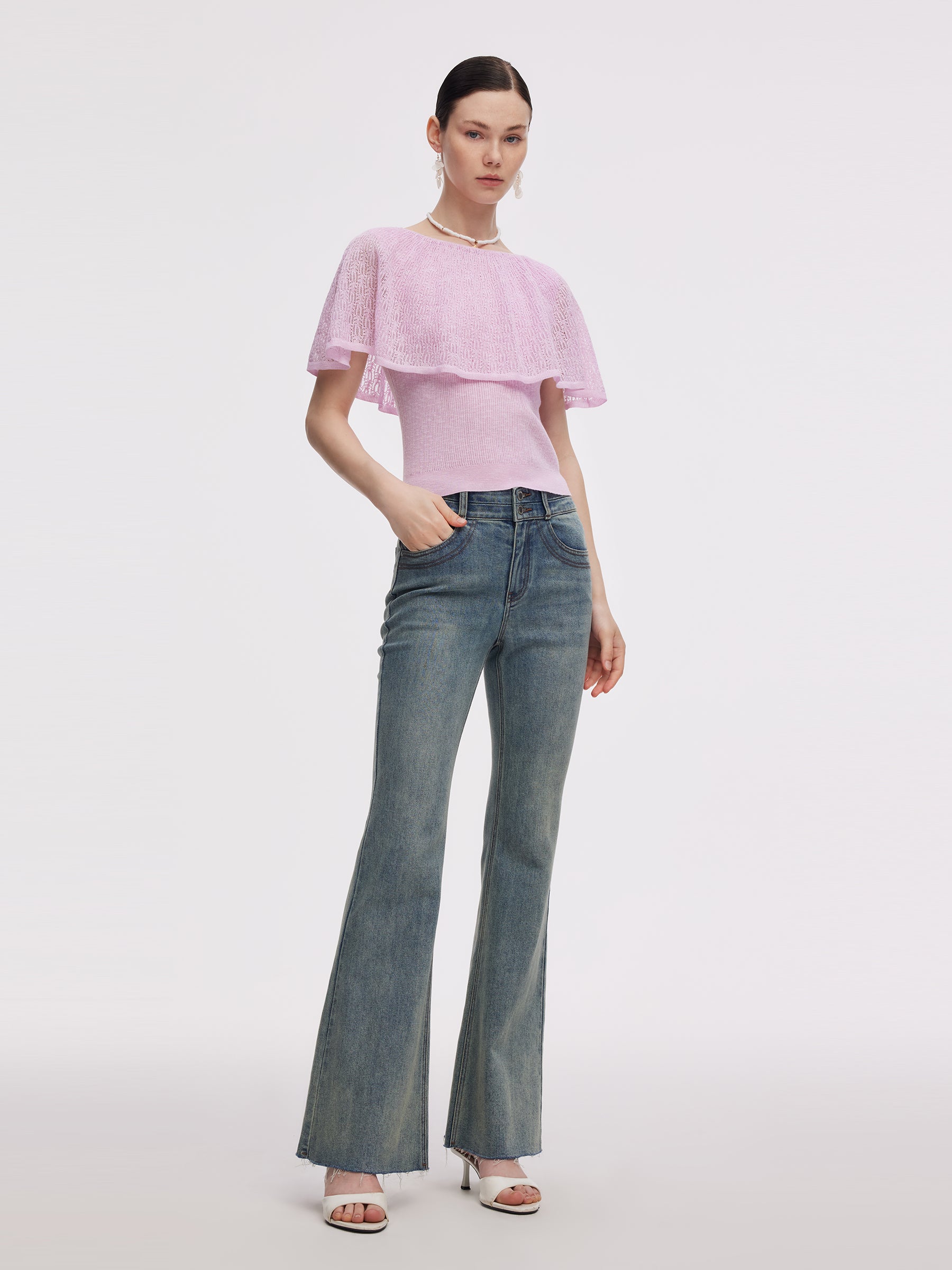 Capelet Adjustable Neck Women Knit Top