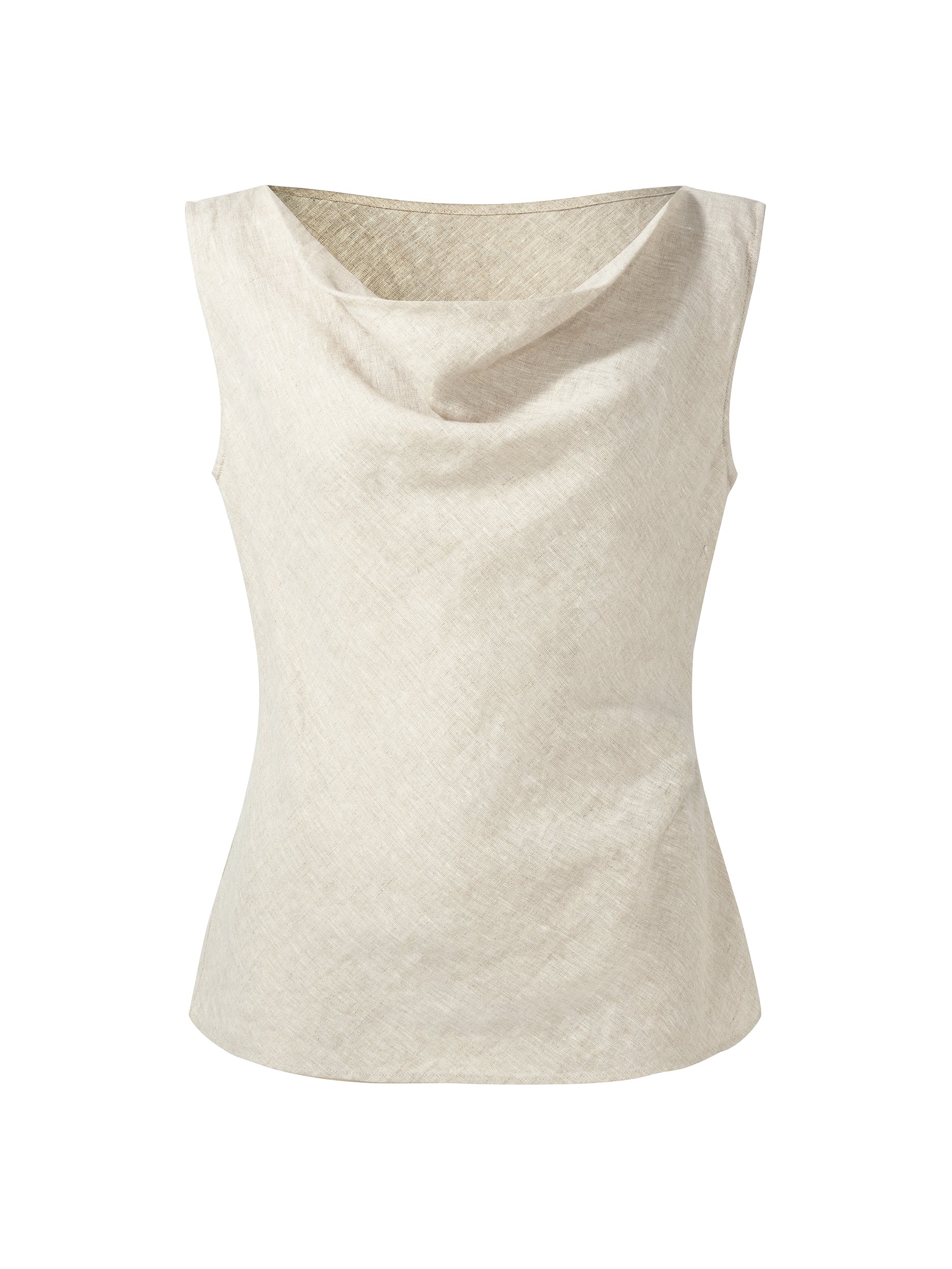 100% Linen Cowl Neck Women Tank Top