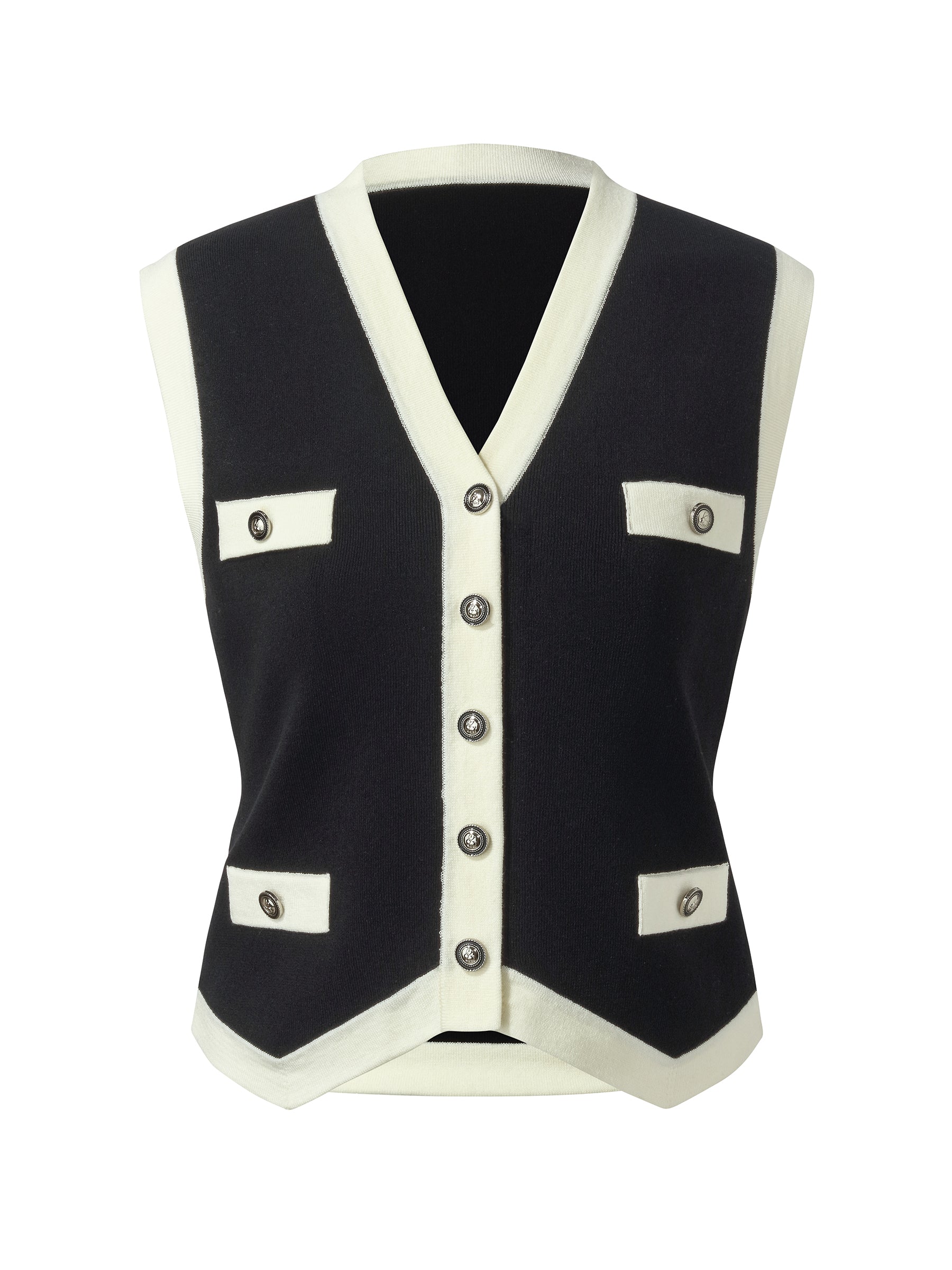 Tencel Blend Contrast Trim Women Knit Vest
