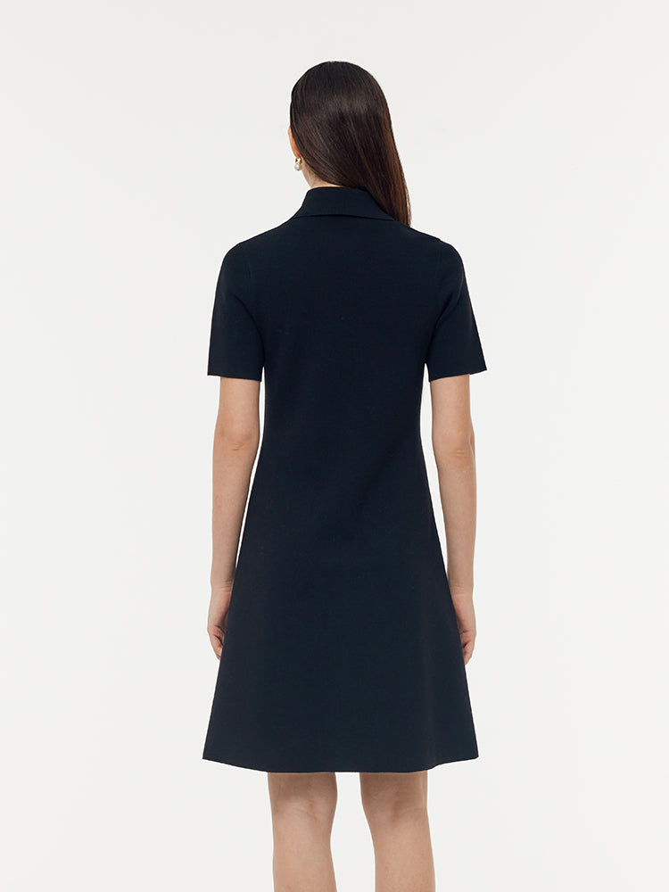 Zip-Up Gathered Waist Women Convertible Knit Mini Dress