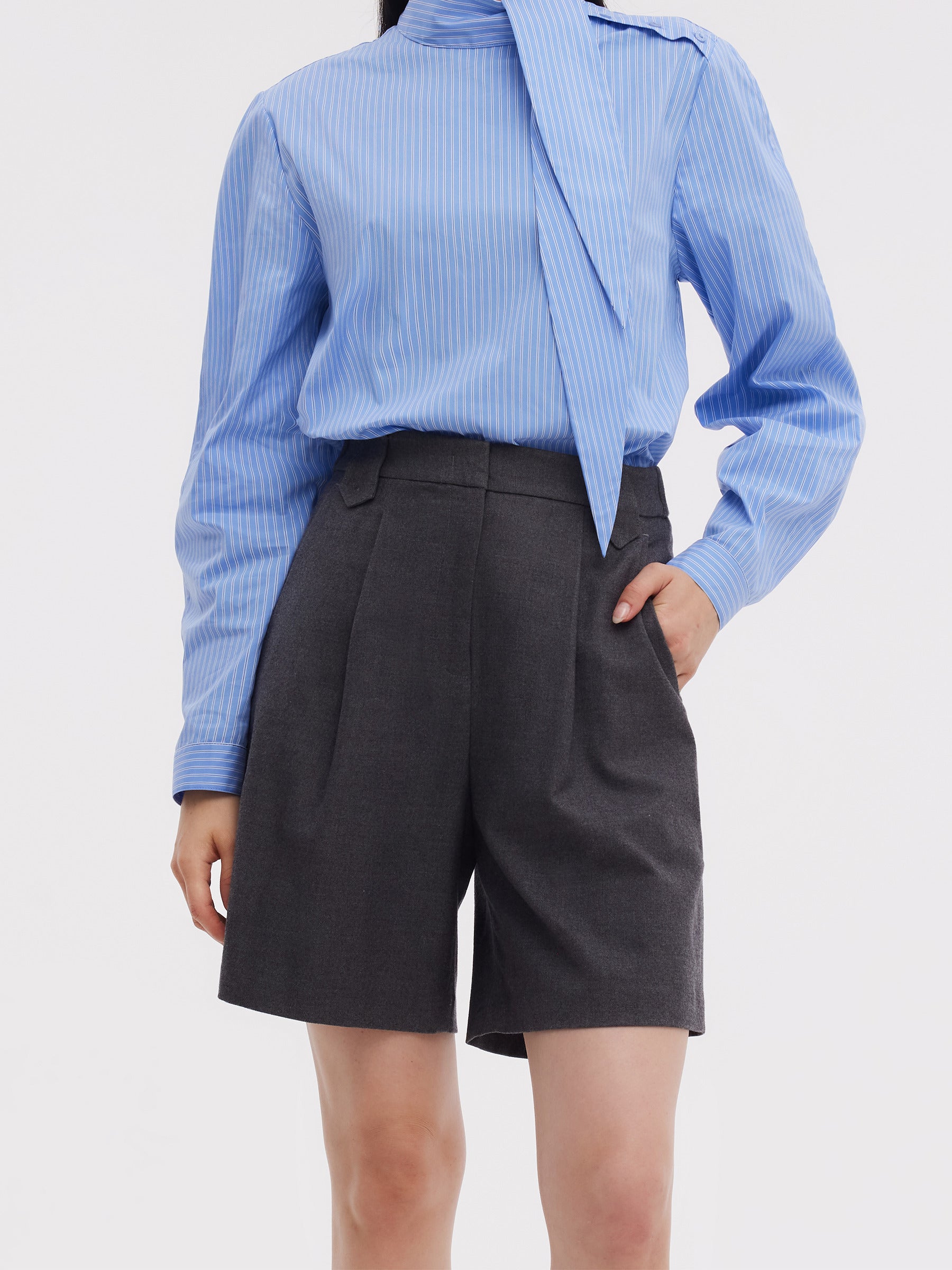 Wool Blend Women A-Line Shorts