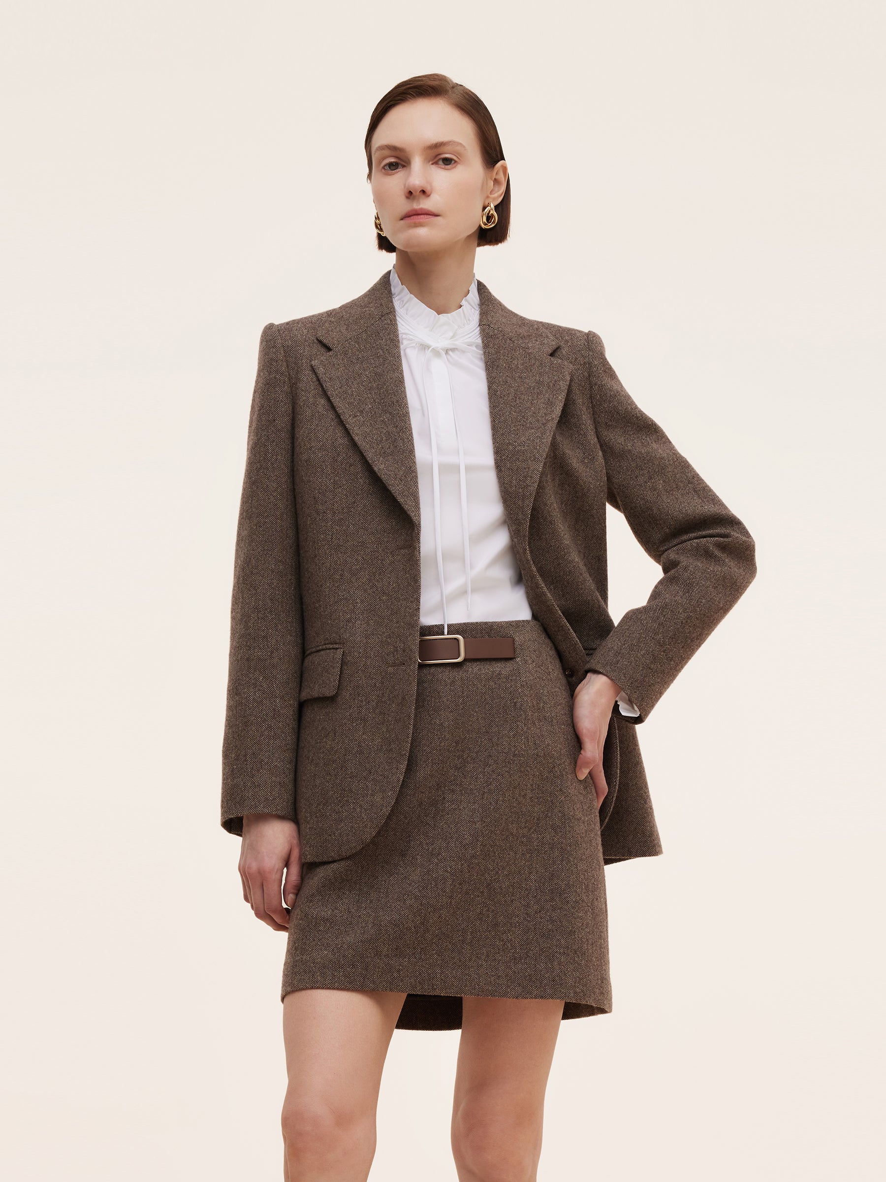 100% Washable Wool Gathered Waist Women Blazer