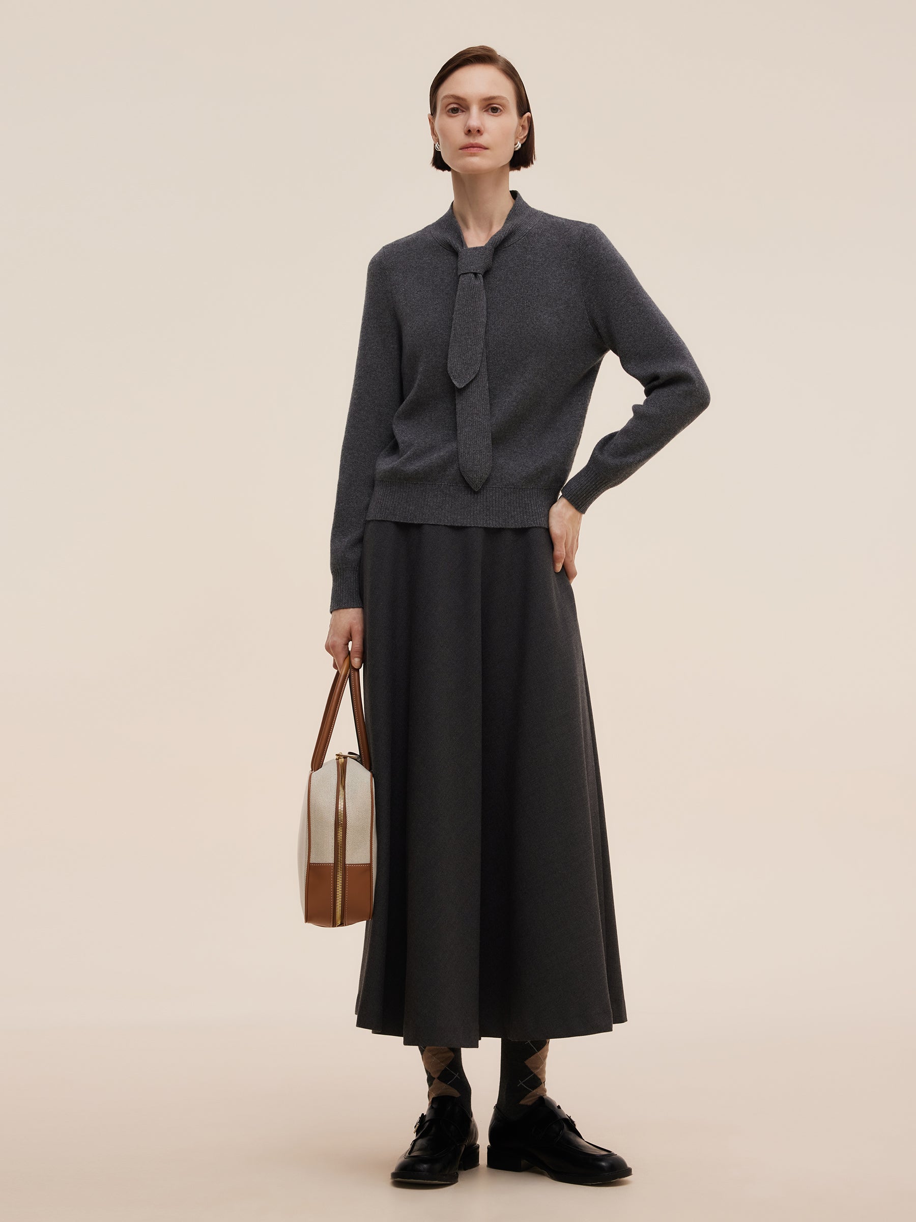 Wool Blend Tie Front Women Knit Top