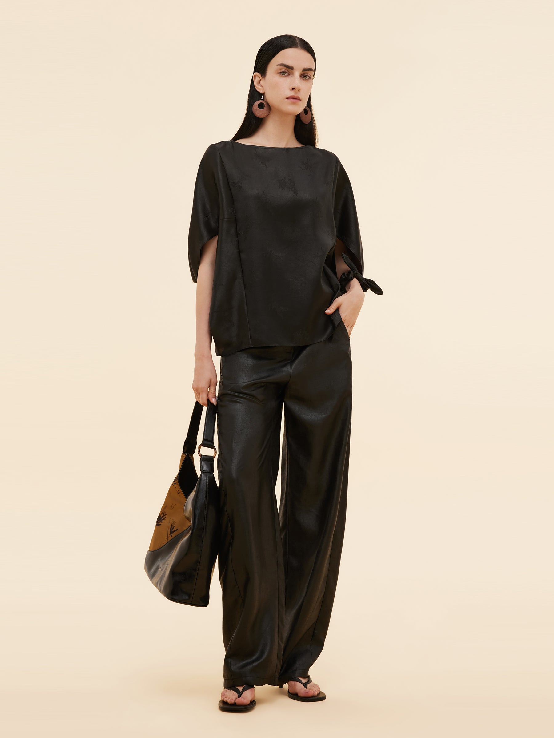 19MM Xiang Yun Silk Jacquard Boat Neck Women Cape Blouse