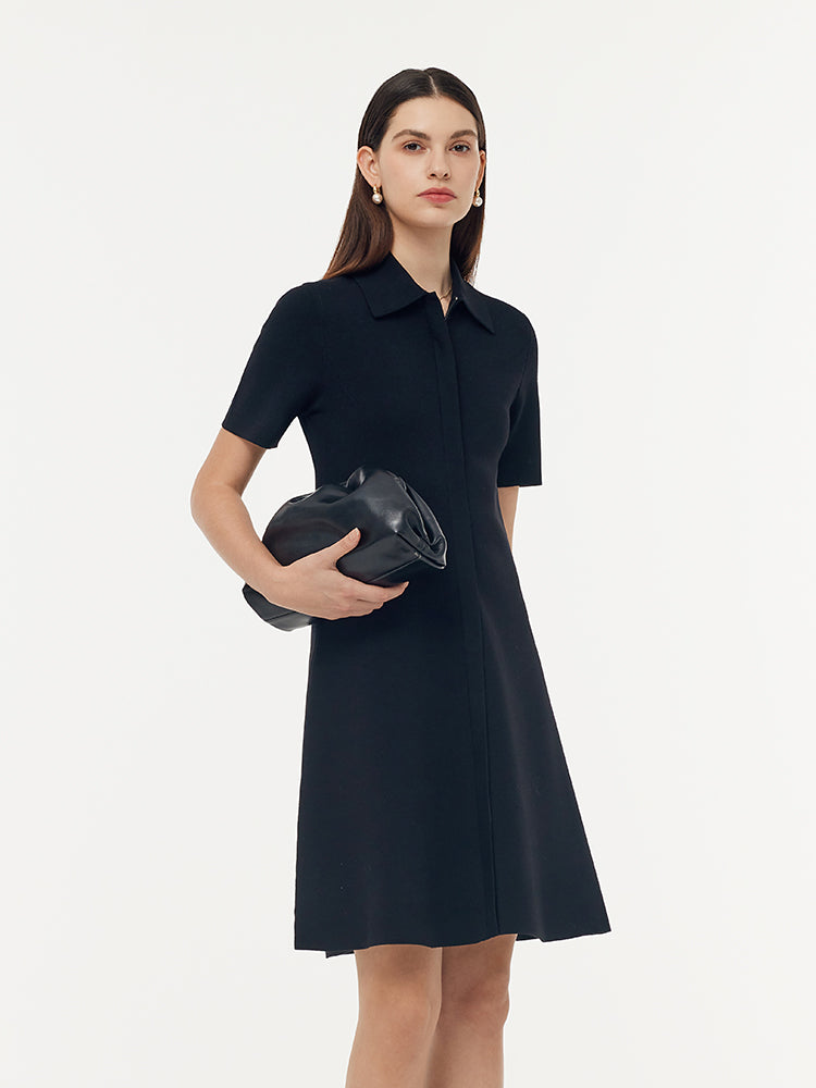 Zip-Up Gathered Waist Women Convertible Knit Mini Dress