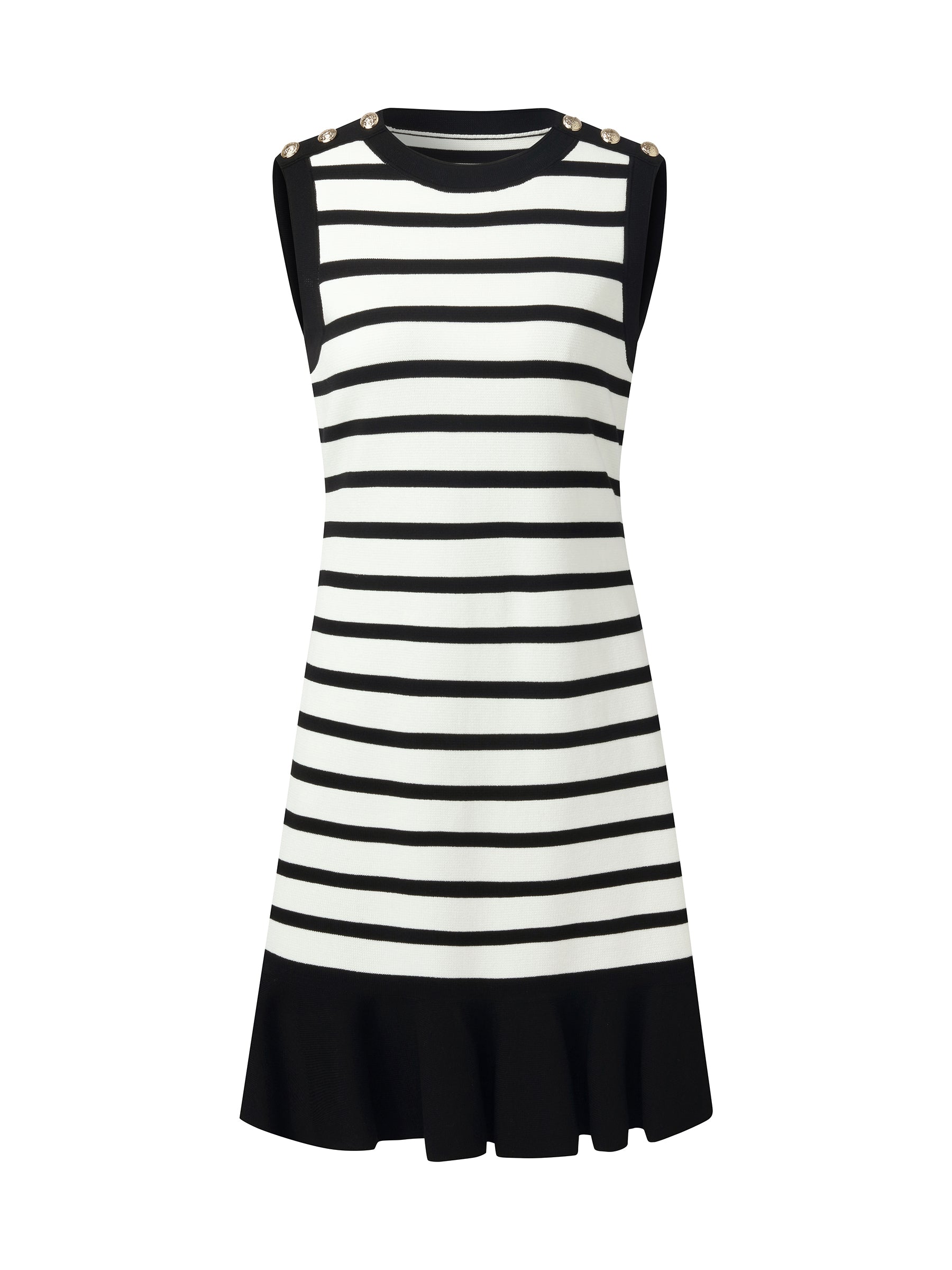 Tencel Blend Stripe Contrast Trim Women Knit Mini Tank Dress