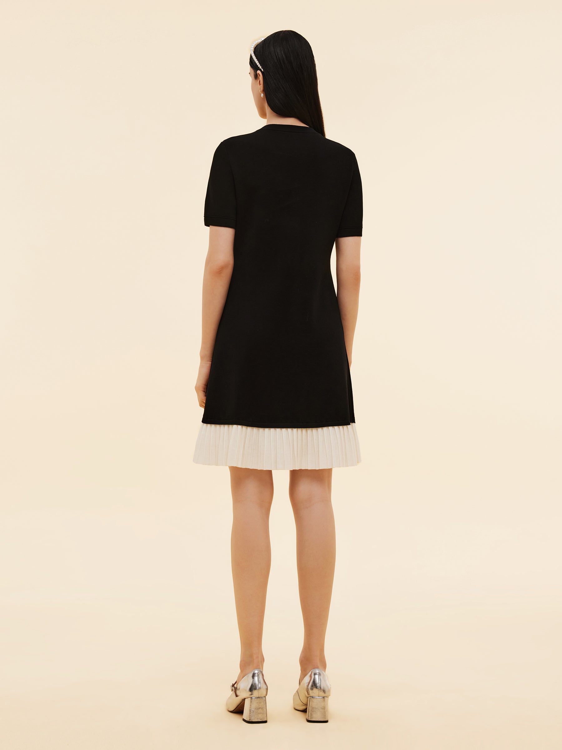 Tencel Blend Color Block Women Knit Mini Dress