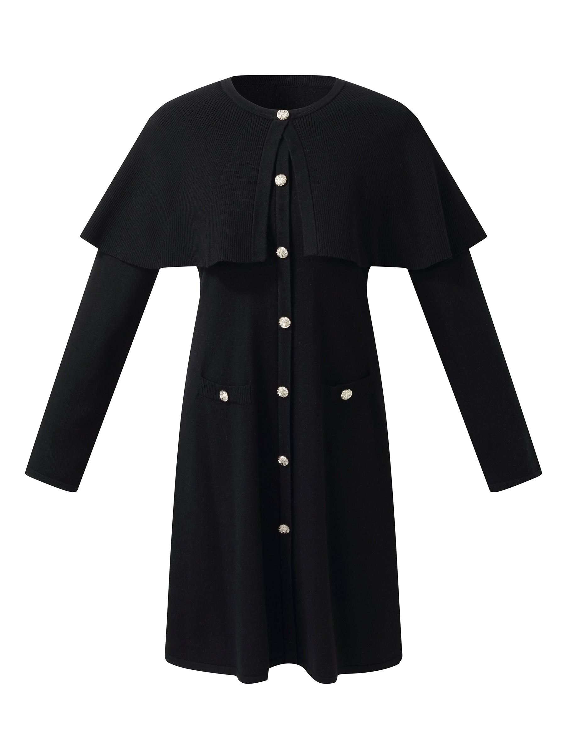 Tencel Blend Capelet Women Knit Mini Dress