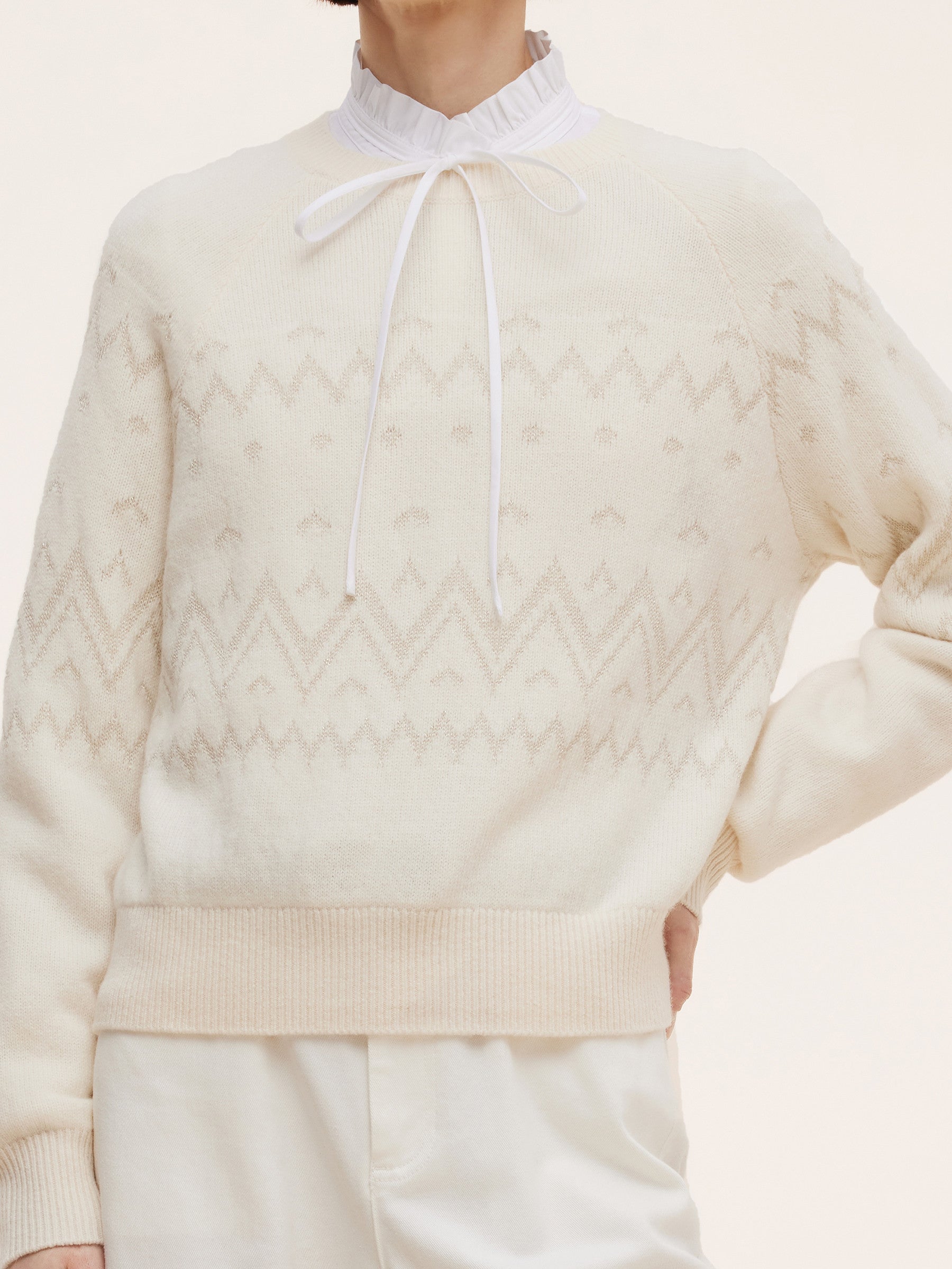 100% Wool Jacquard Women Knit Top