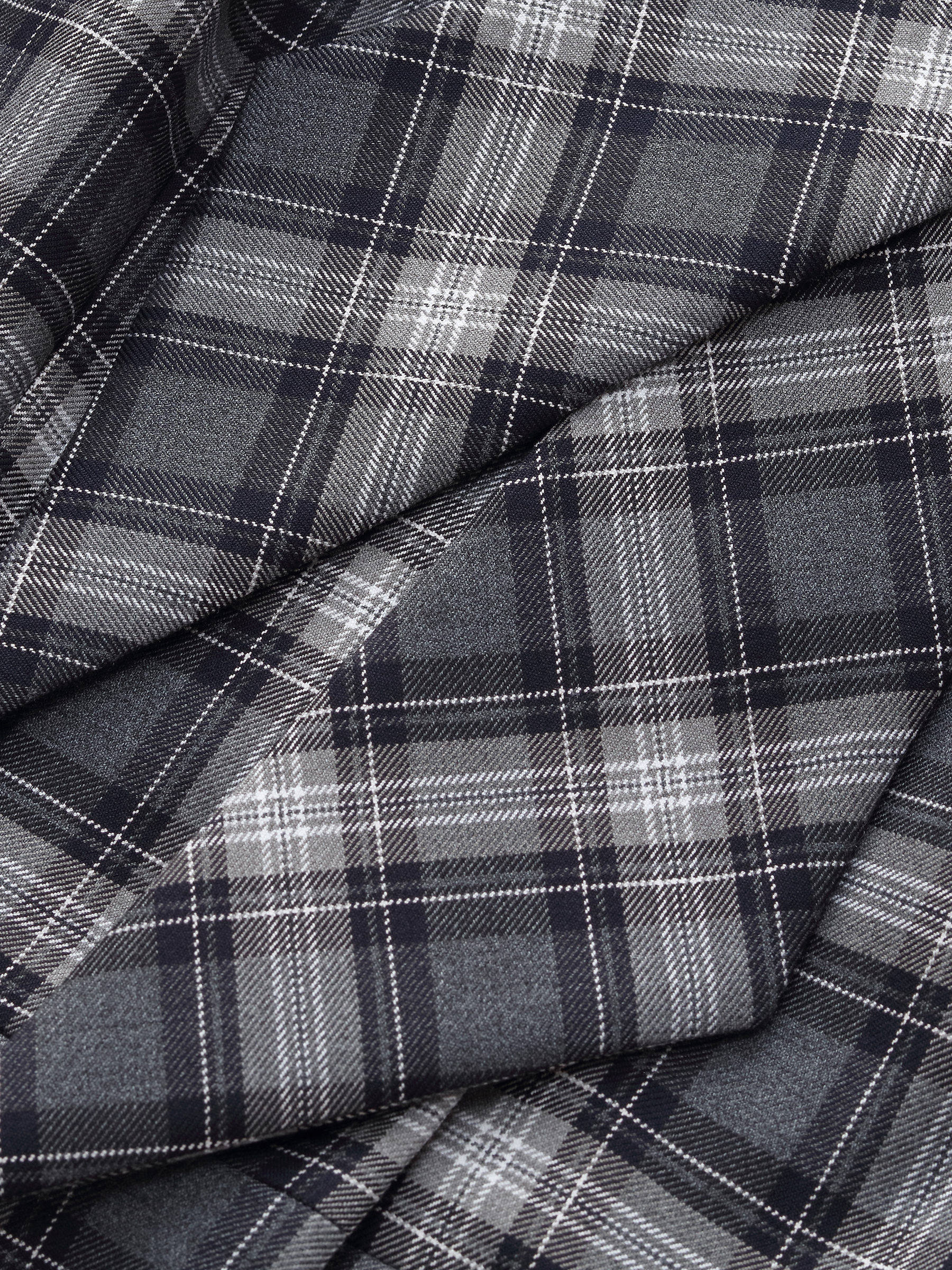 Plaid Ribbon Tie Women Flare Hem Top