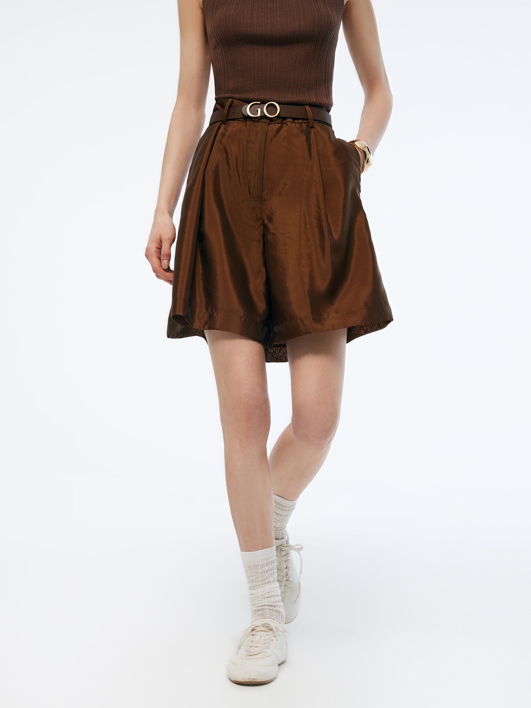 Mulberry Silk Blend Women Sheer Shorts