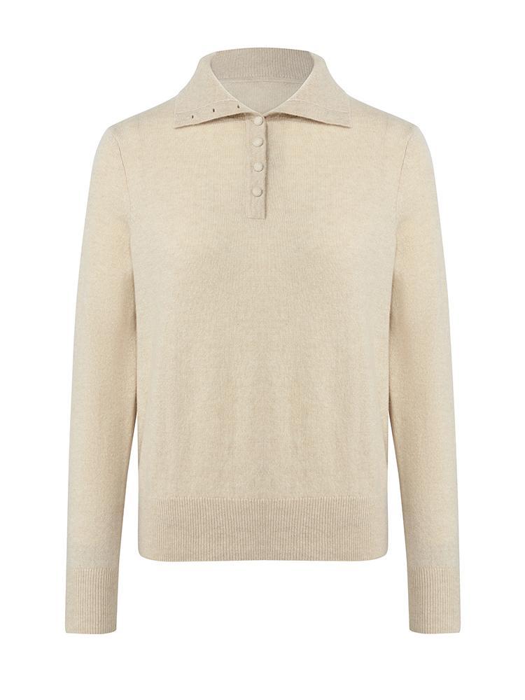 Pure Cashmere Polo Neck Women Sweater
