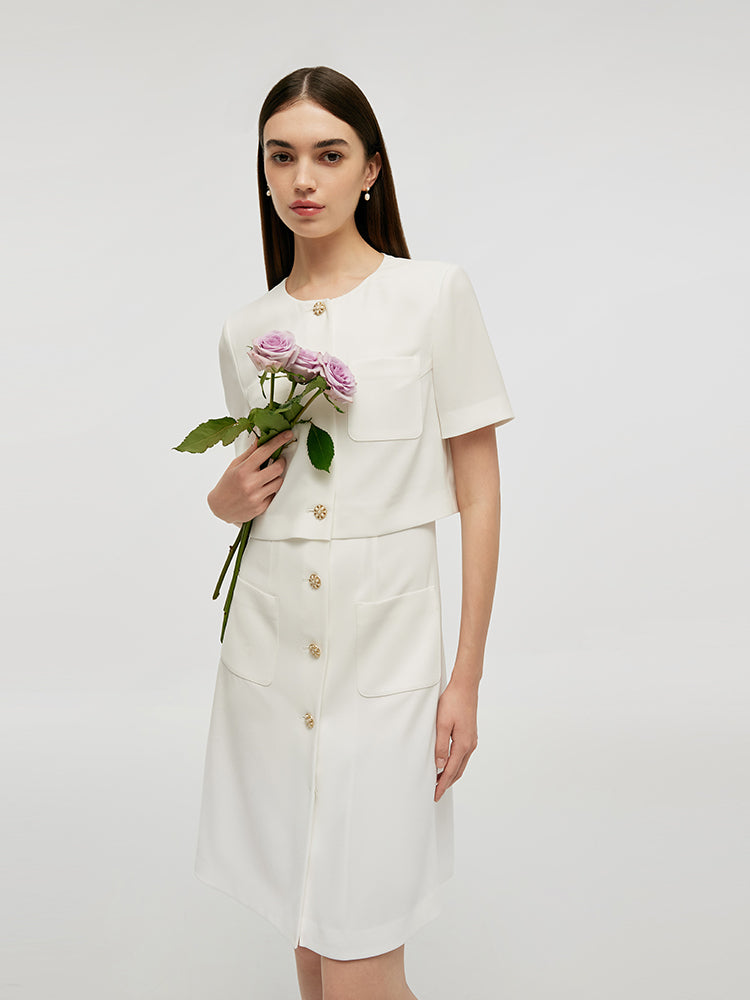 Triacetate Double-Layer Single-Breasted Women Mini Dress