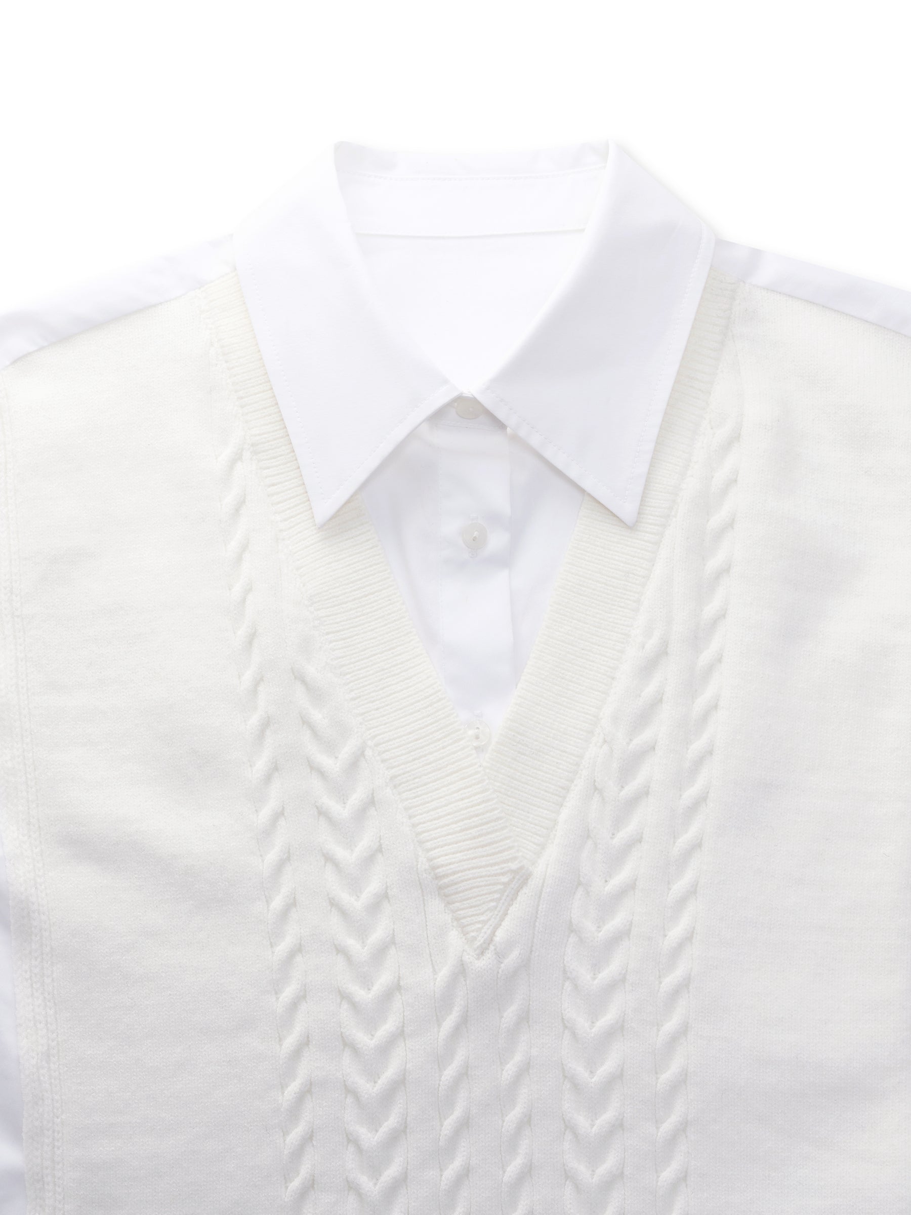 Lyocell Blend Faux Two-Piece Women Patchwork Shirt