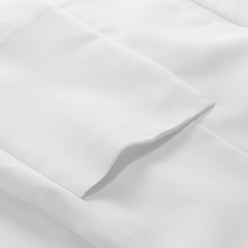 White Triacetate Three Quarter Sleeve Slim Women Blazer