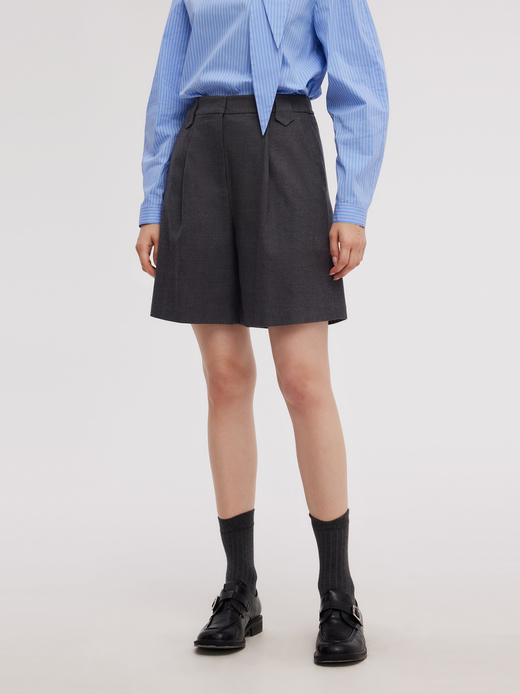 Wool Blend Women A-Line Shorts