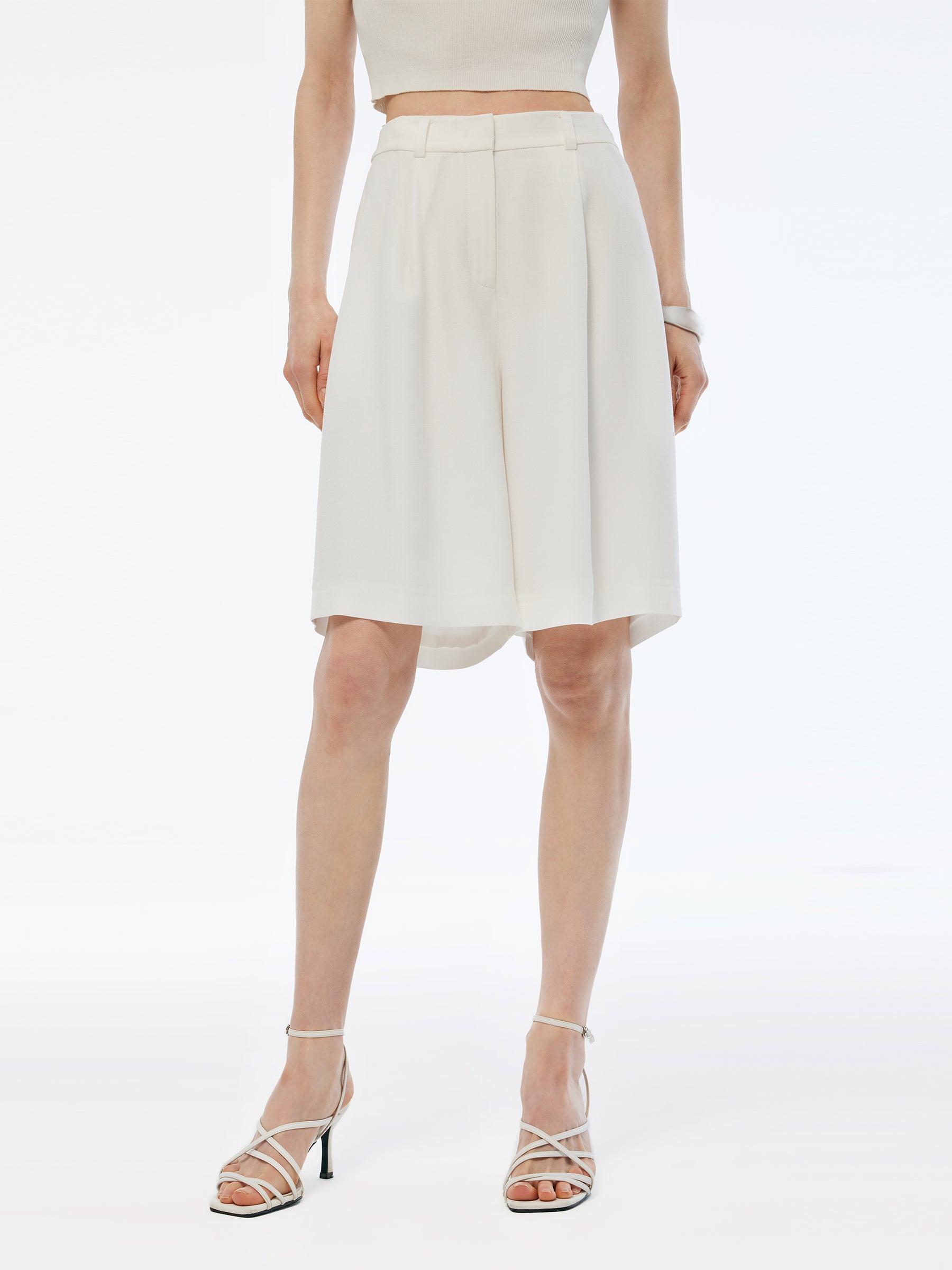 100% Acetate Women Knee Length Shorts