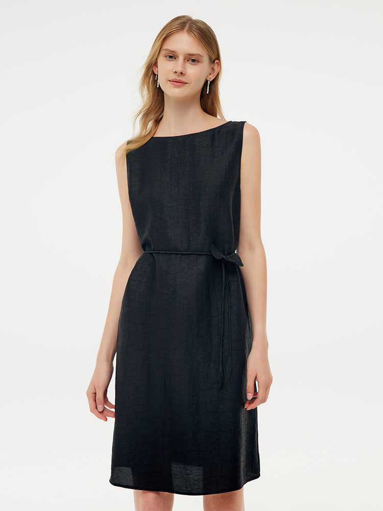 18MM Xiang Yun Silk Women Vest Mini Dress With Belt And Hairband