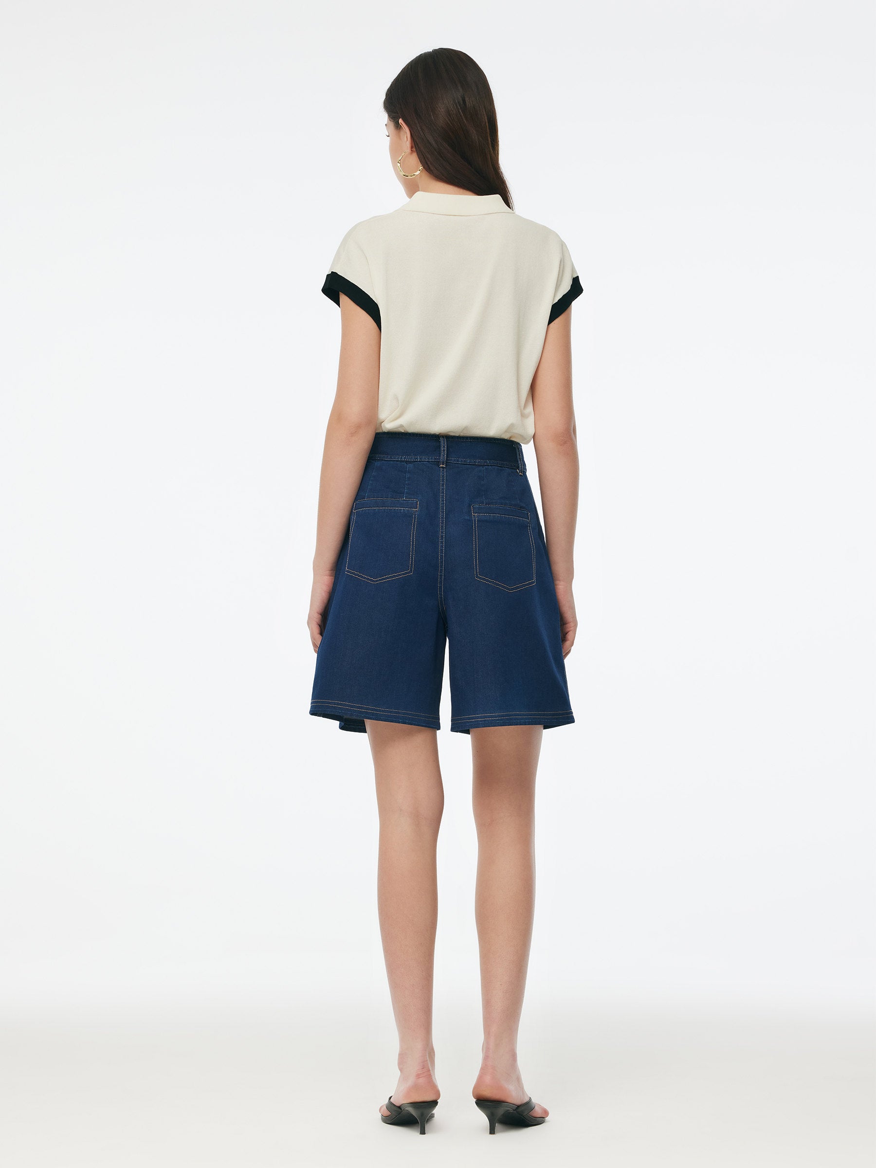 Denim Stretch Adjustable High-Waisted Women Shorts