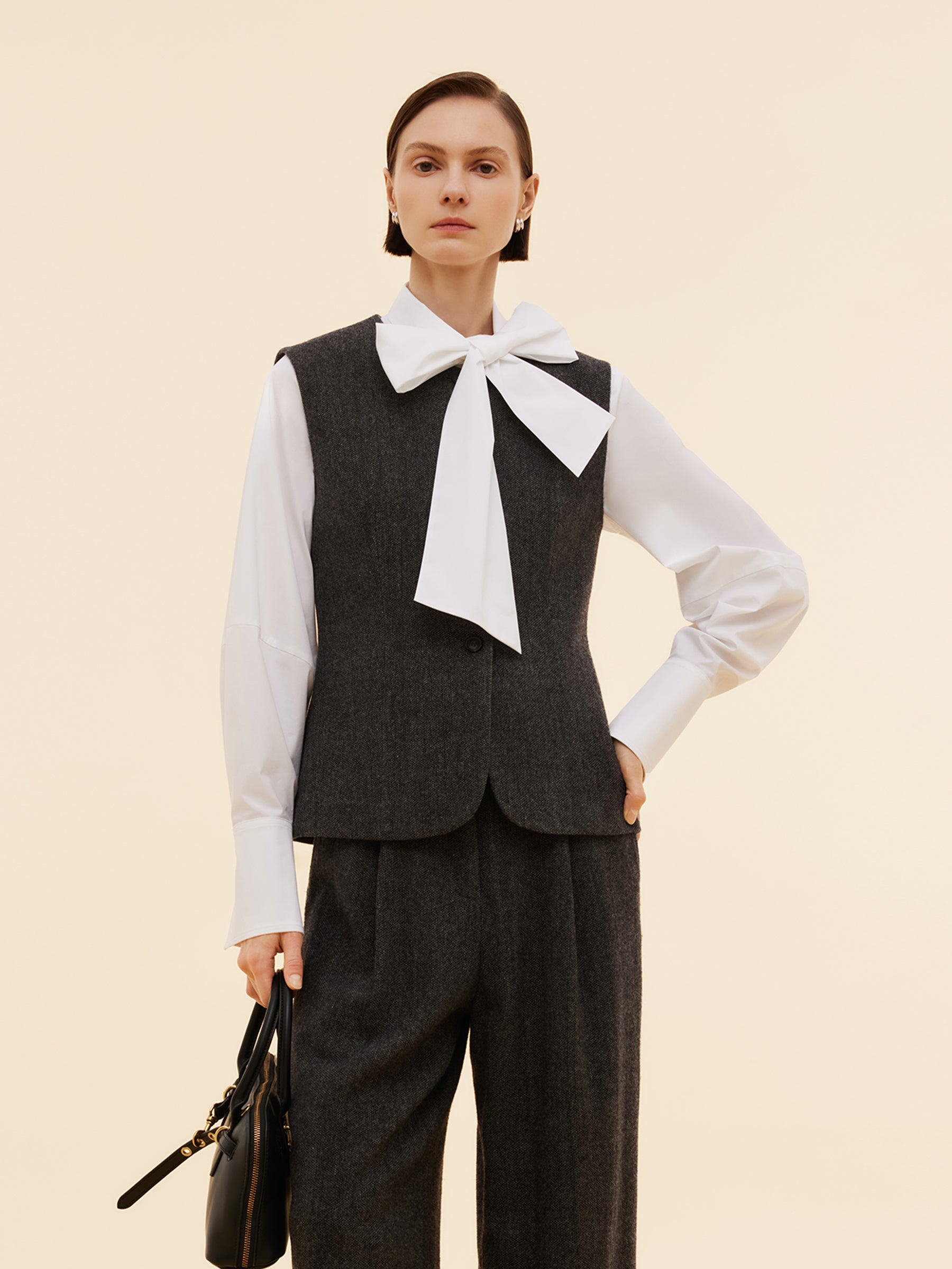 100% Washable Wool Women Button Down Vest