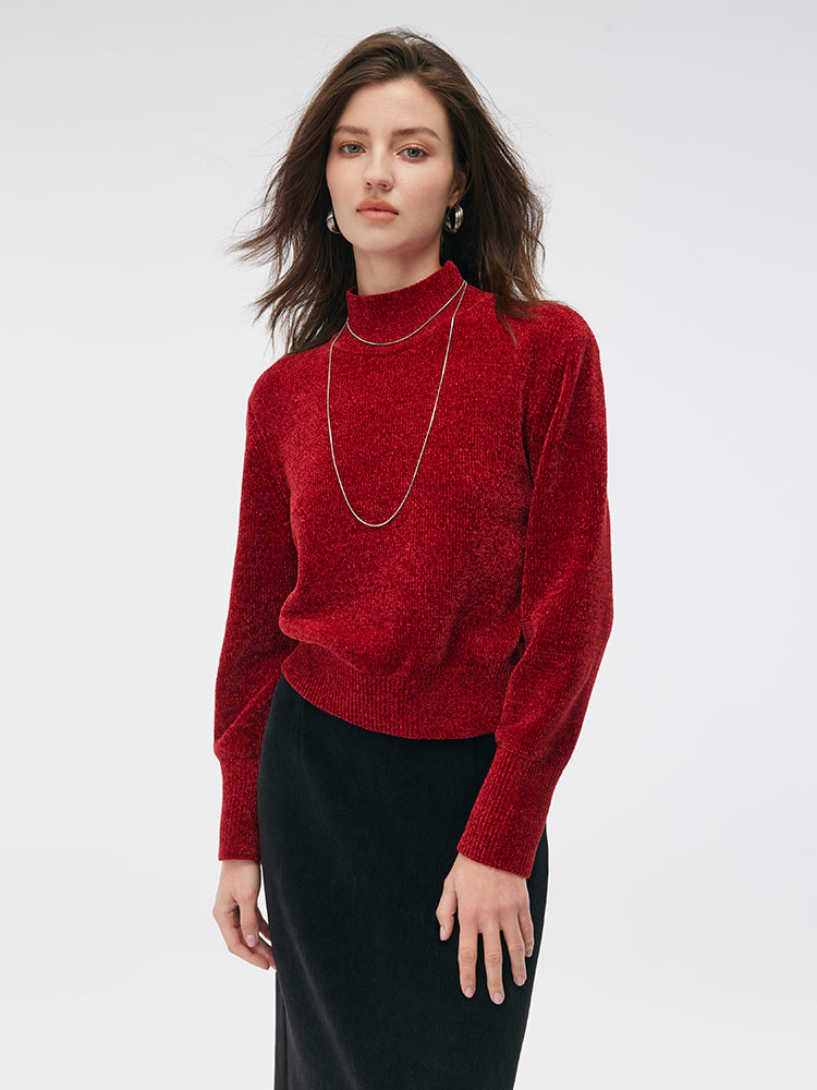 Chili Red Turtleneck Women Sweater