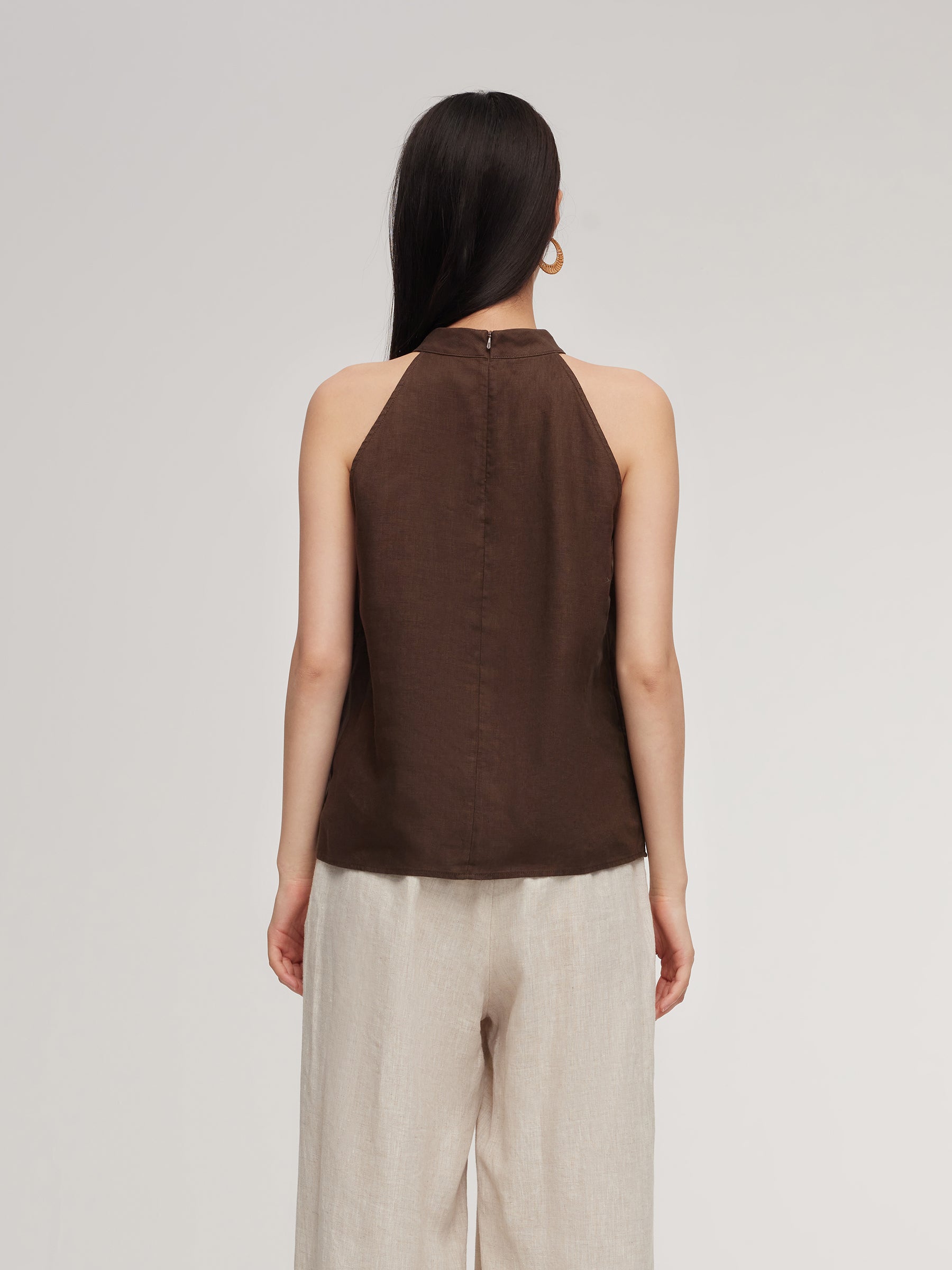 100% Linen Women Halter Tank Top
