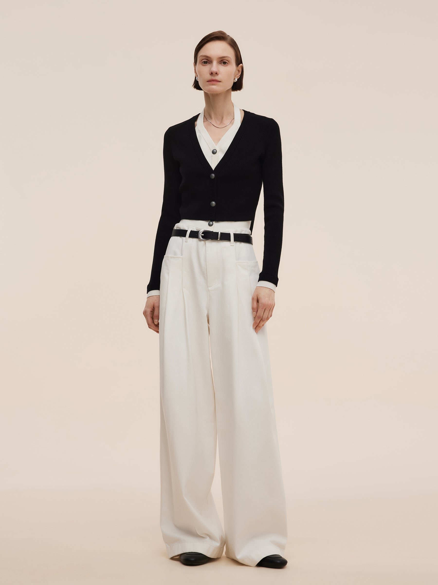 Lyocell Blend Faux Two-Piece Women Knit Top